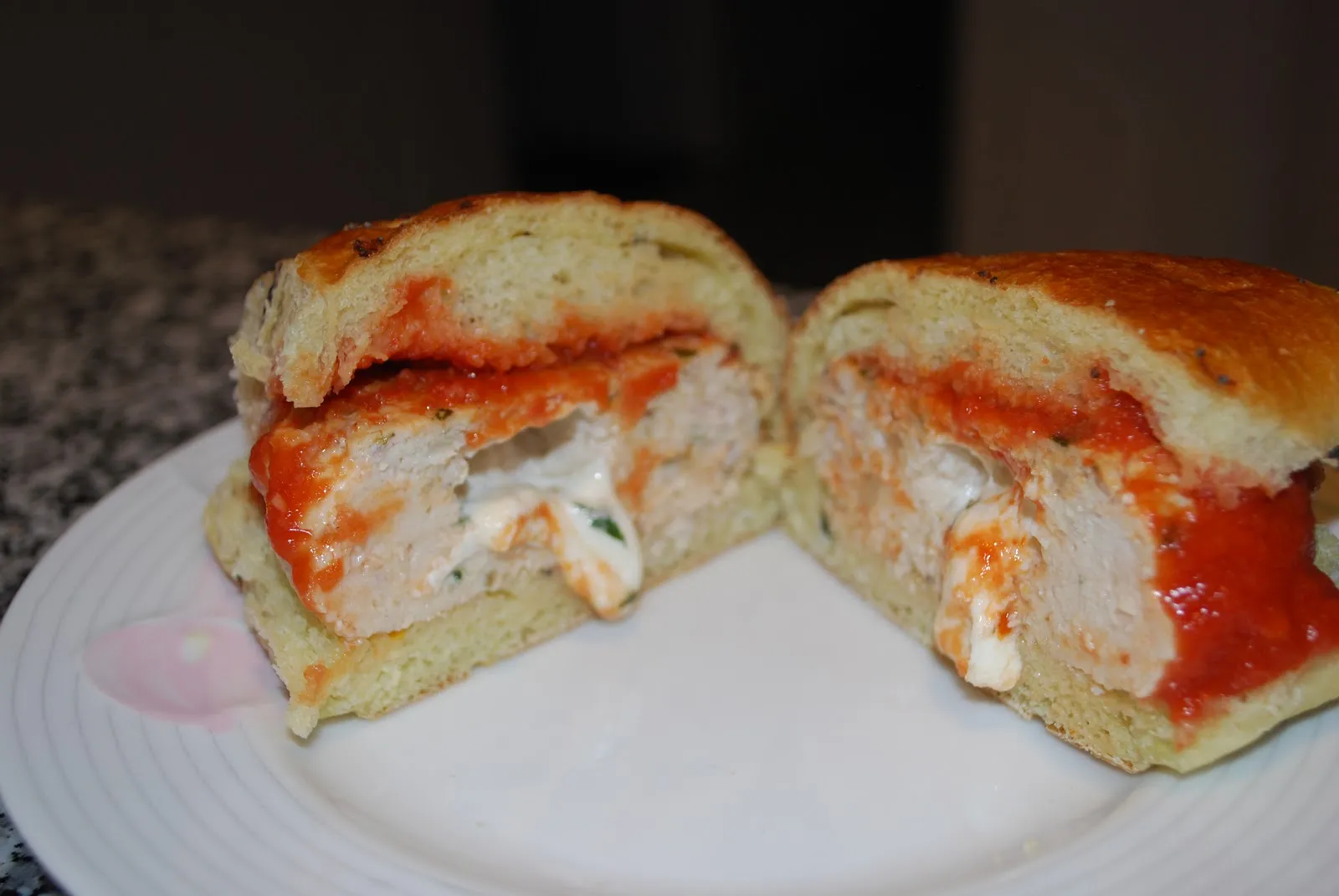 Mozzarella Stuffed Chicken Burgers