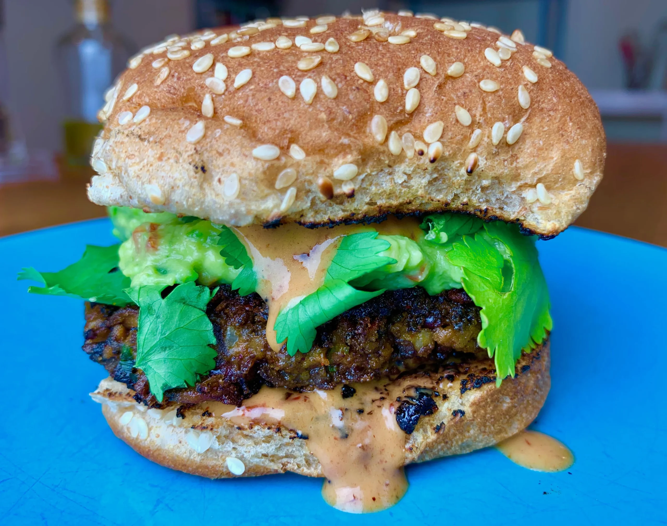 Mushroom Black Bean Burger with Chipotle Aioli