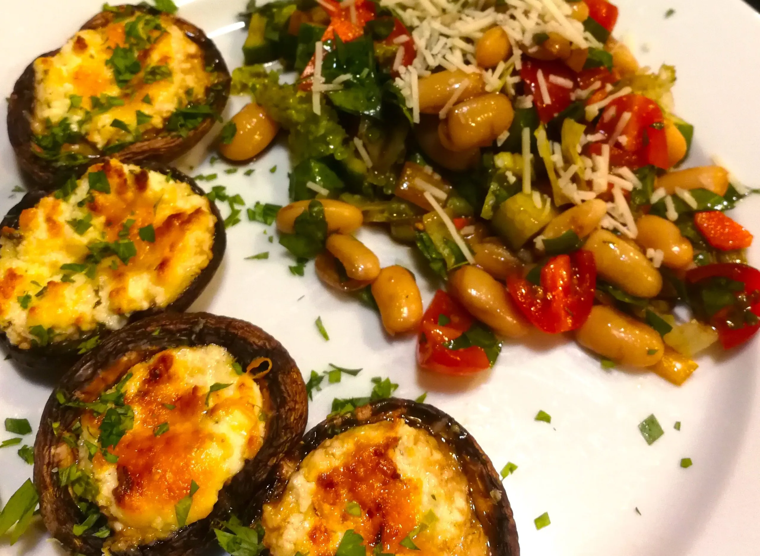 Mushroom Caps Stuffed with Basil, Sun-Dried Tomatoes, and Parmesan