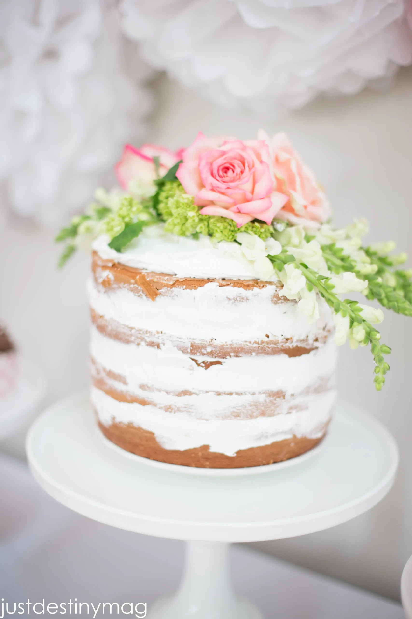 Naked Cake with Scrollwork