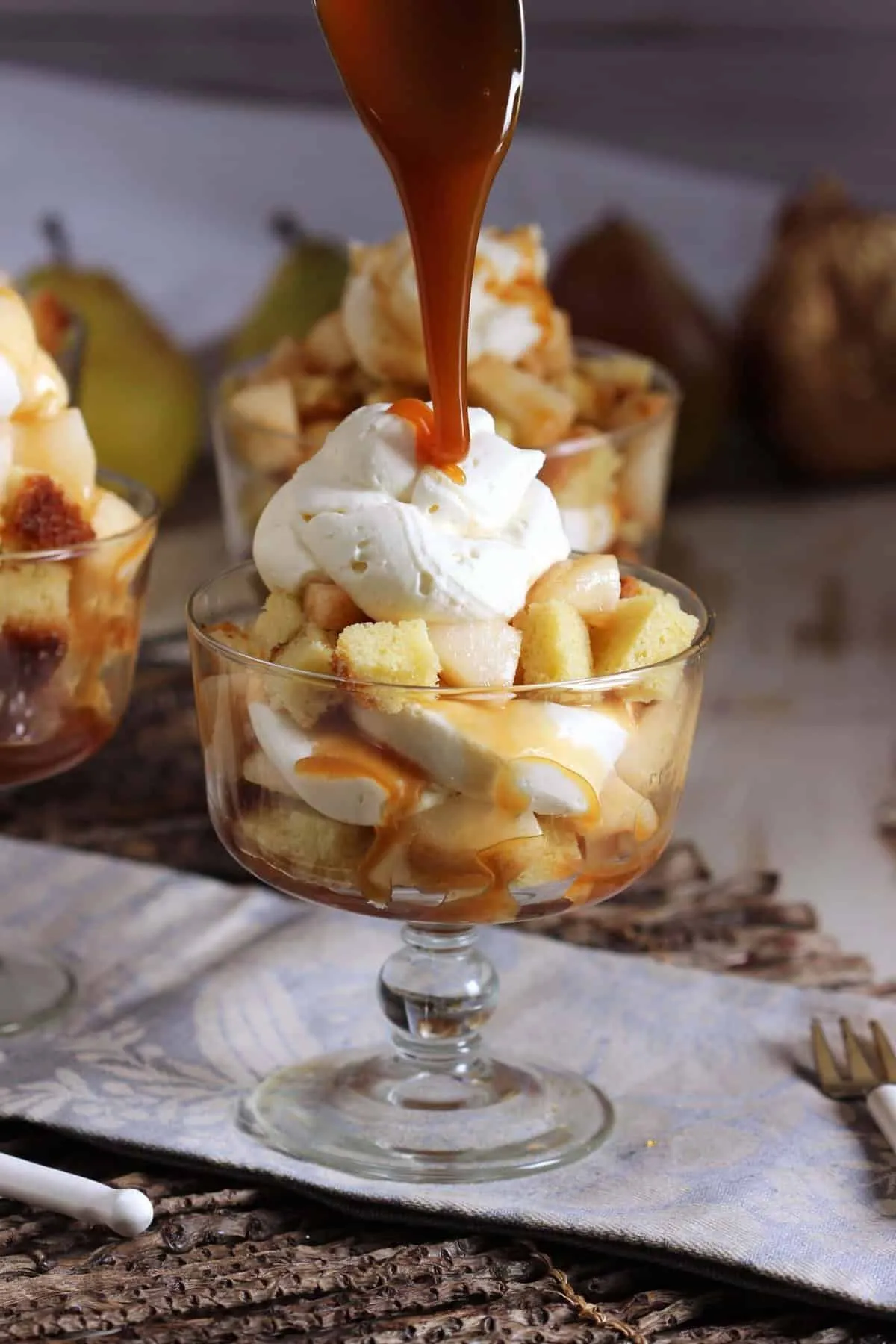 No Bake Caramel Pear Cheesecake Trifle