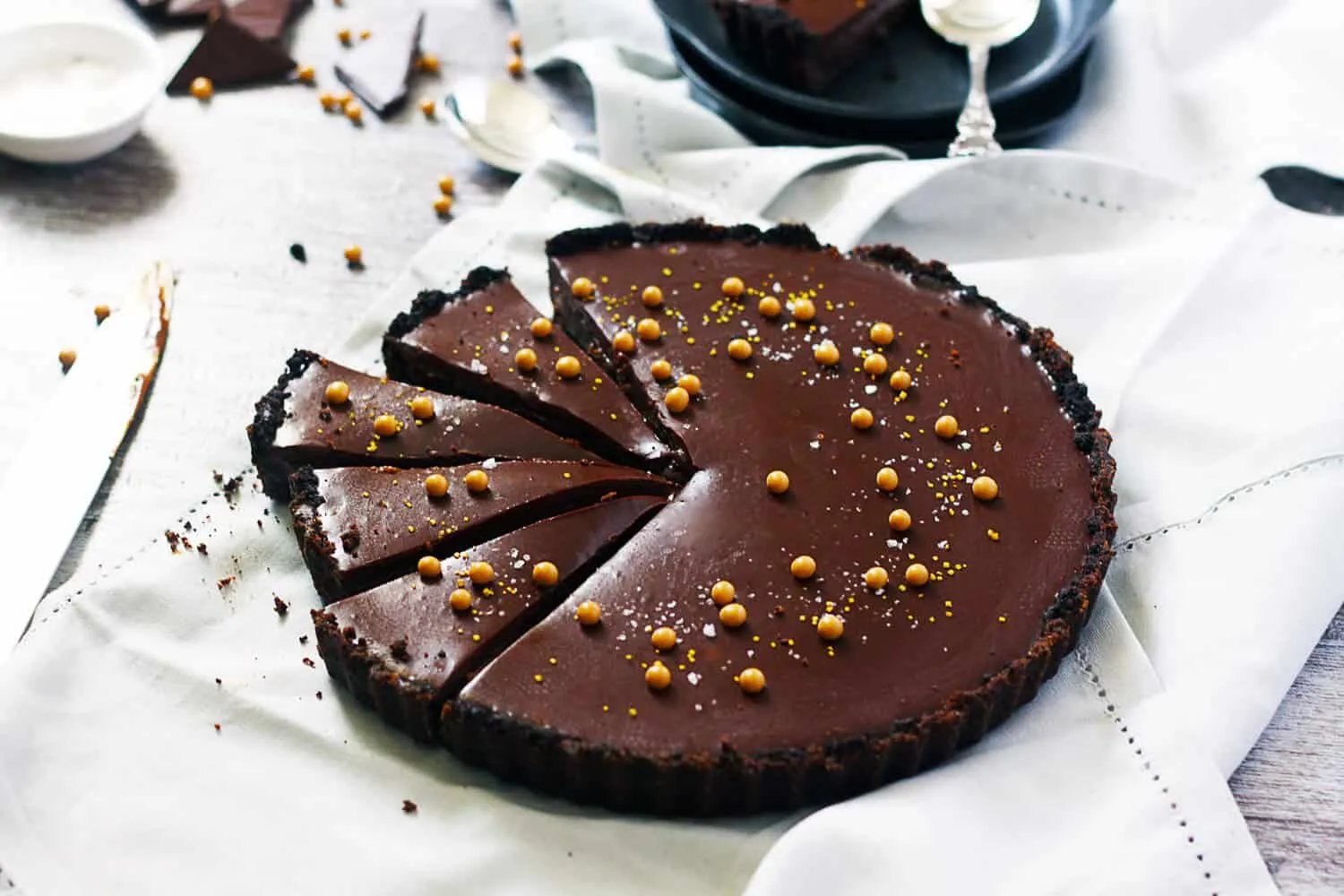 No Bake Salted Butterscotch Chocolate Tart