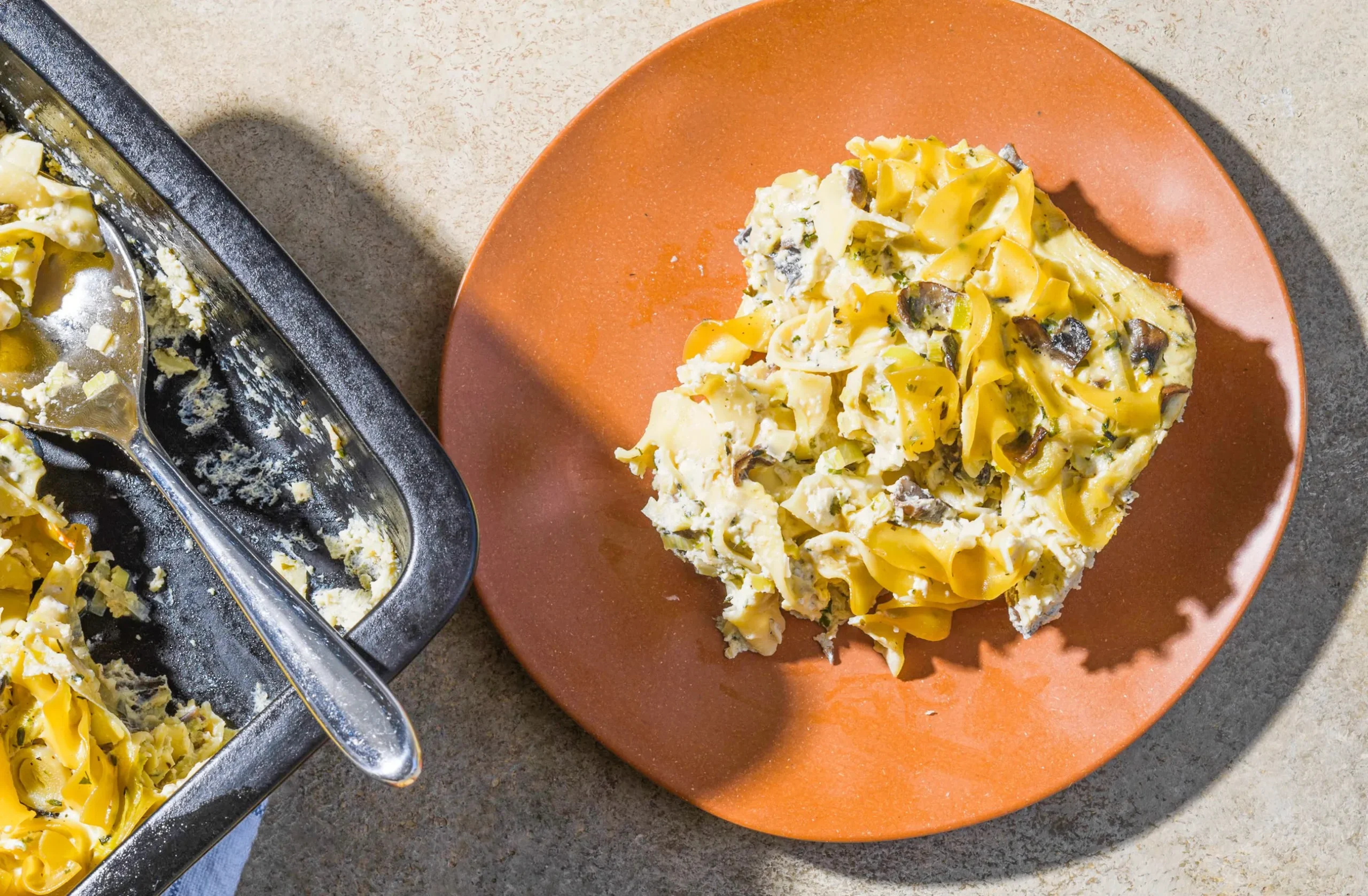 Noodle Kugel with Sautéed Mushrooms