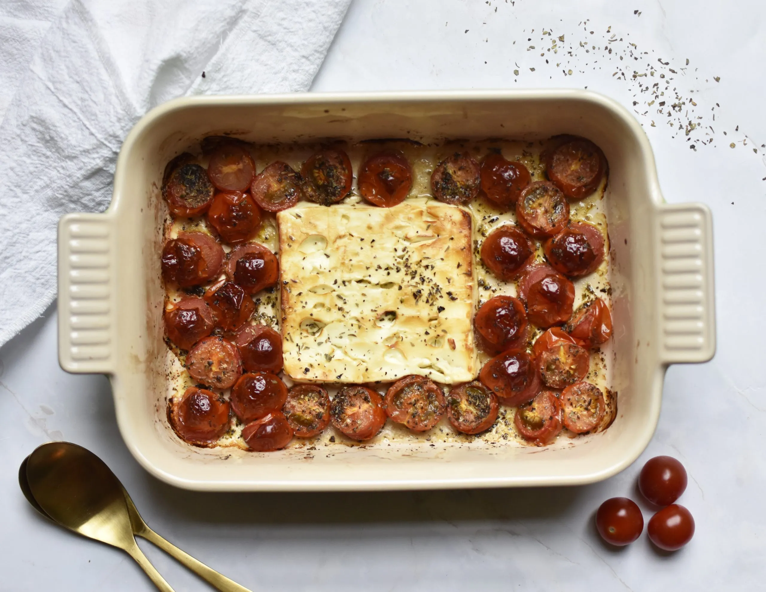 One Pan Baked Feta Veggie Orzo