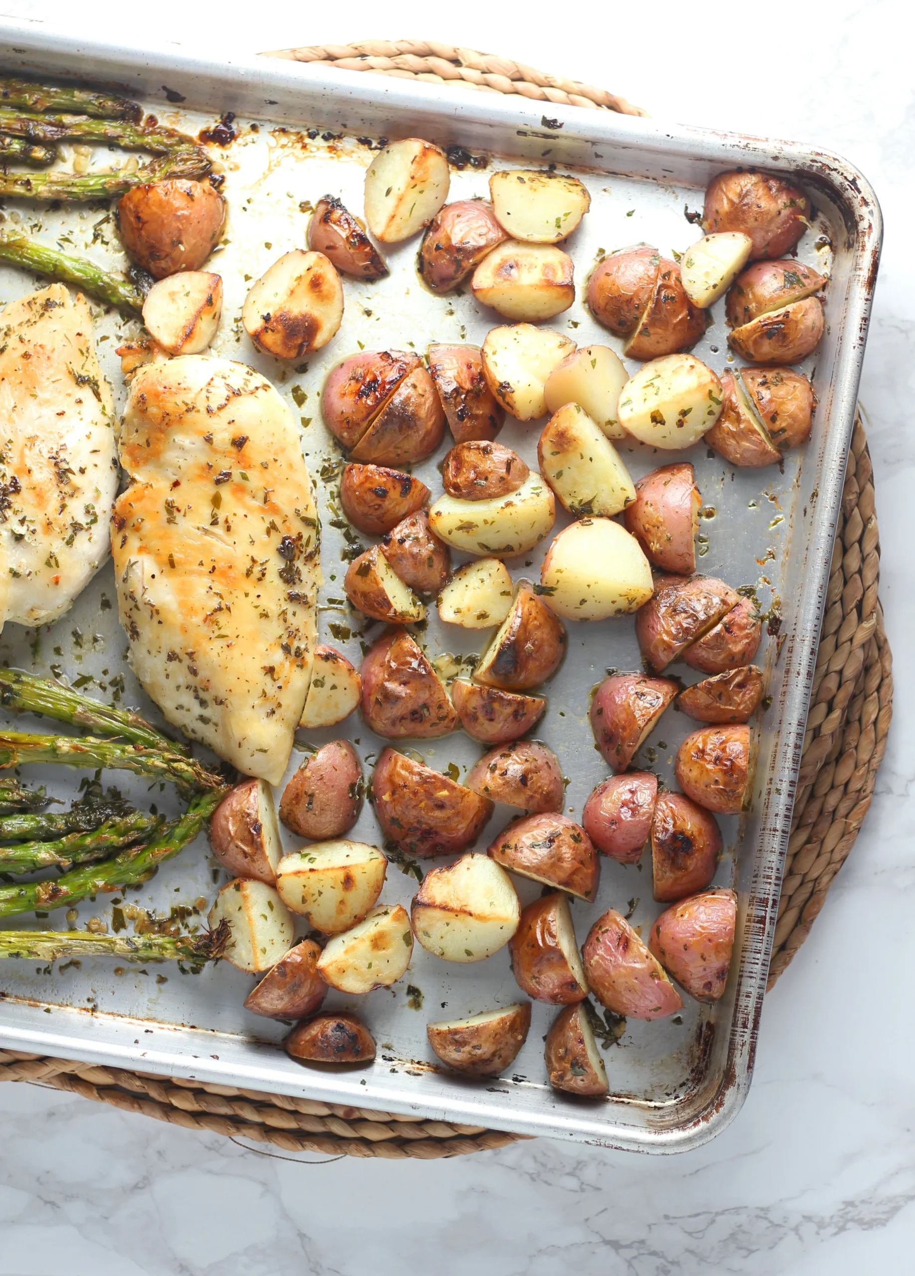 One Pan Creamy Garlic Herb Chicken Potatoes