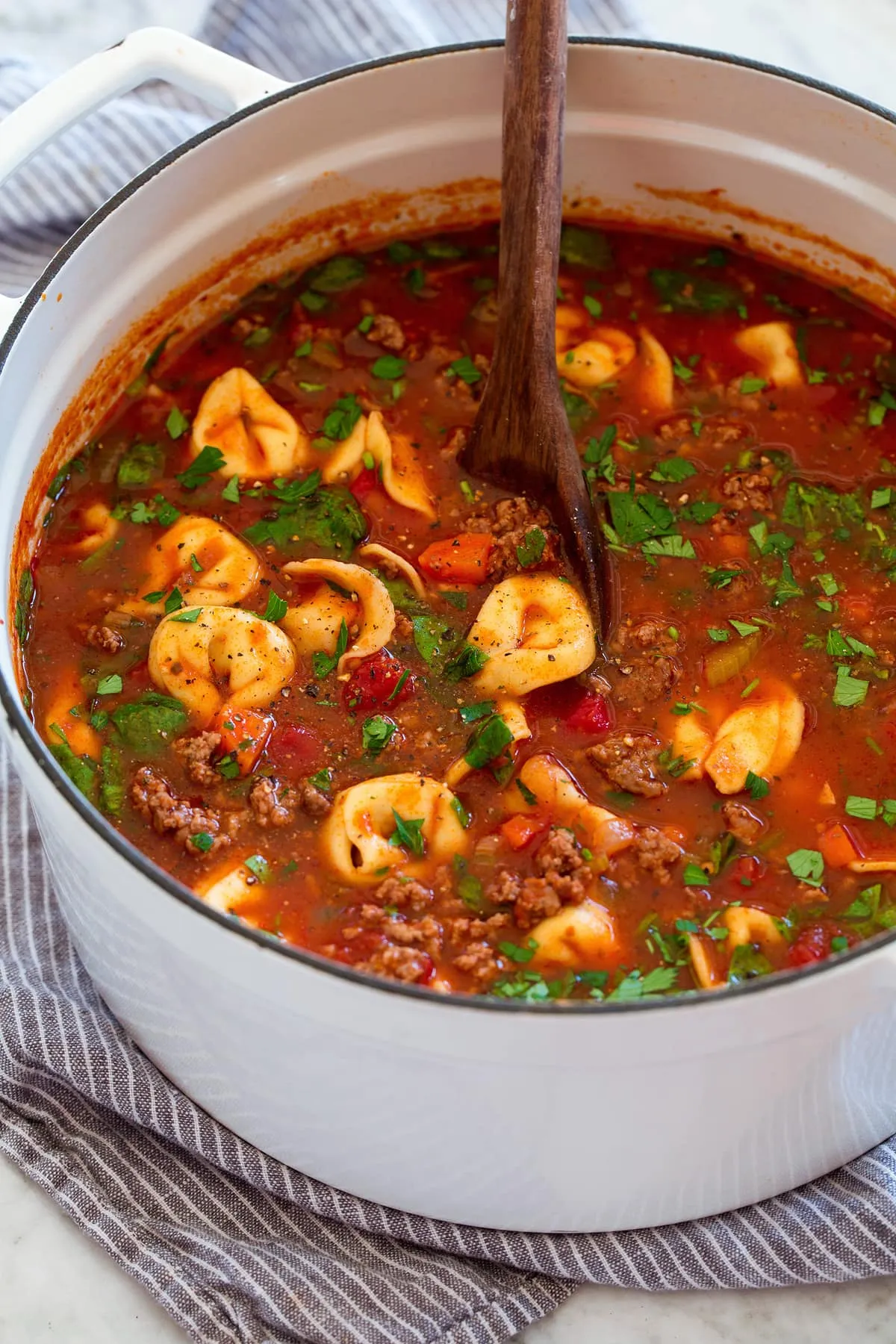 One Pot Beef Tortellini Soup