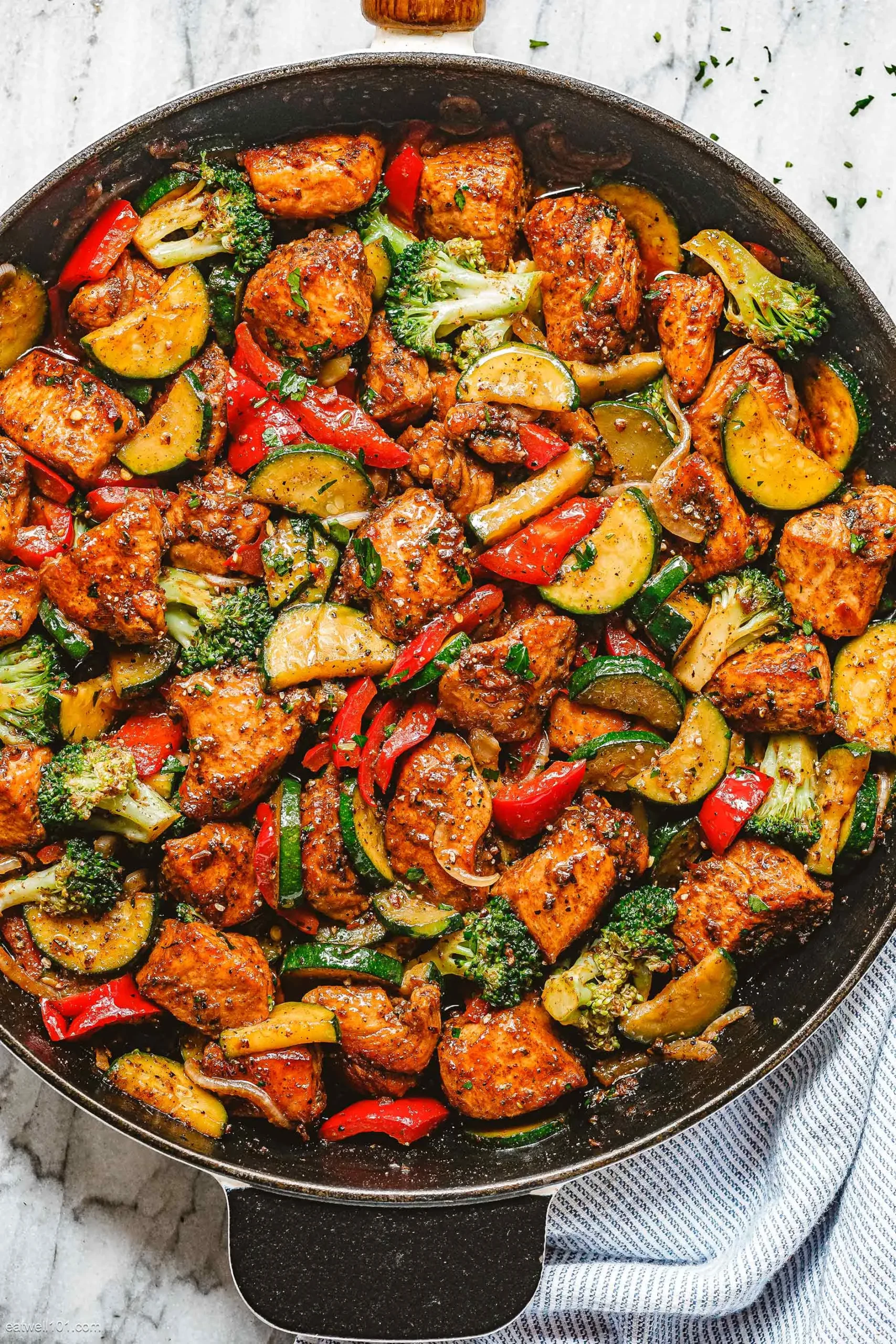 One Skillet BBQ Chicken and Vegetables