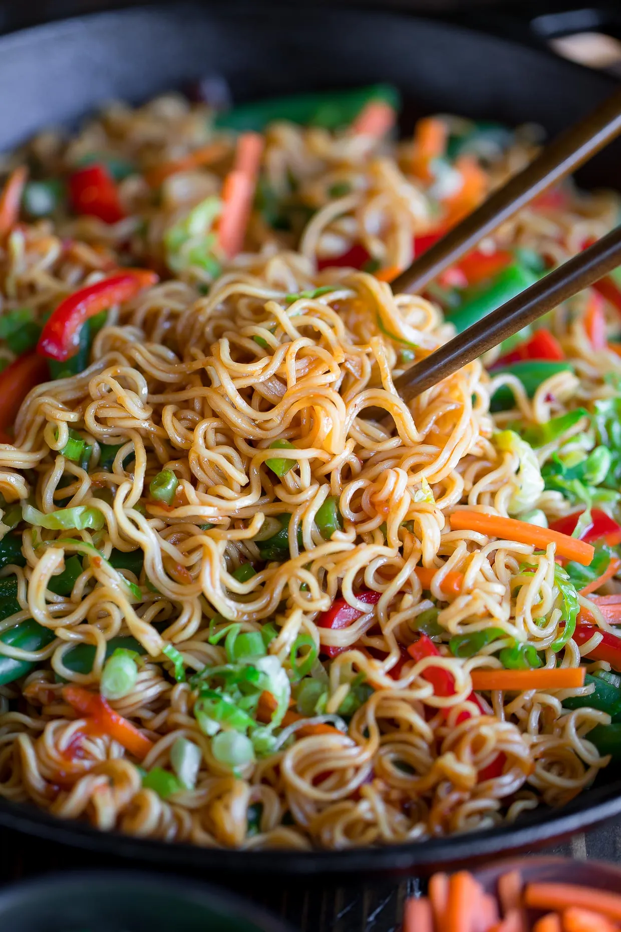 One Skillet Spicy Vegetable Noodle Stir Fry