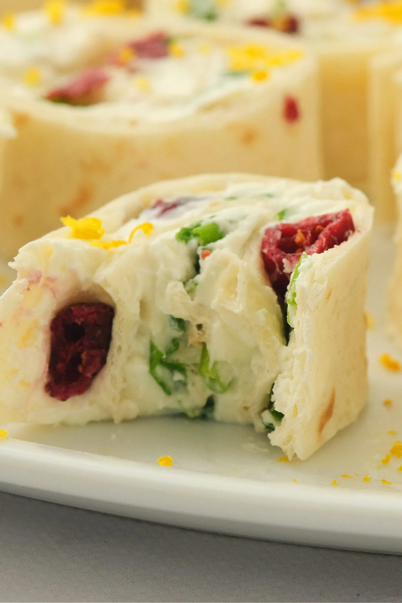 Orange Cranberry Pinwheels Appetizer