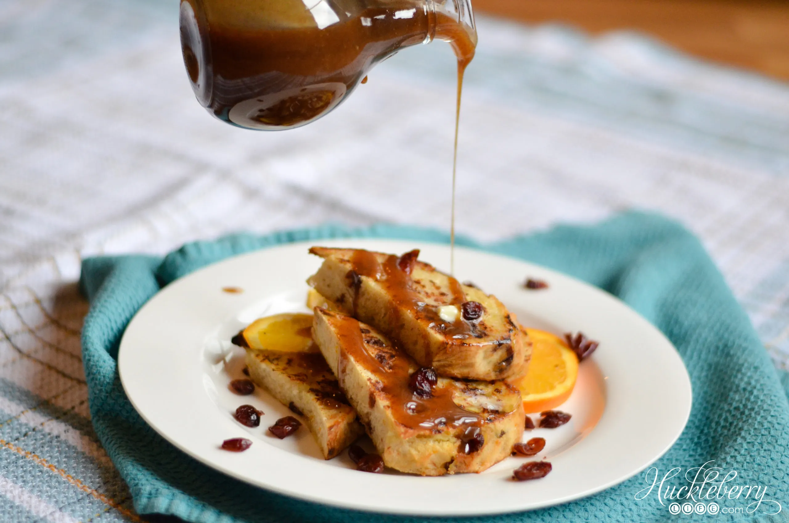 Orange French Toast with Cranberry Syrup