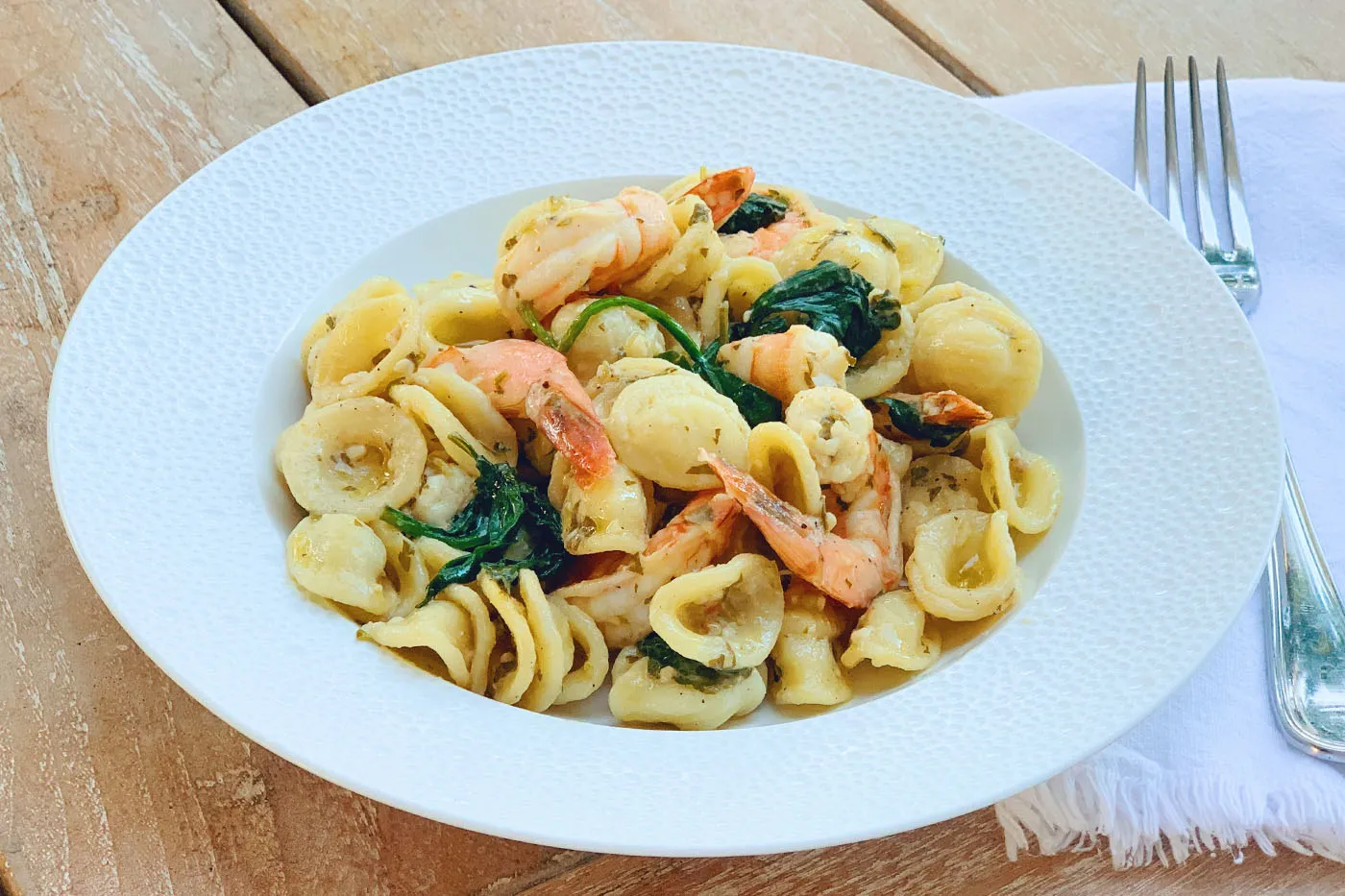 Orecchiette with Shrimp, Pancetta, and Fresno Chiles