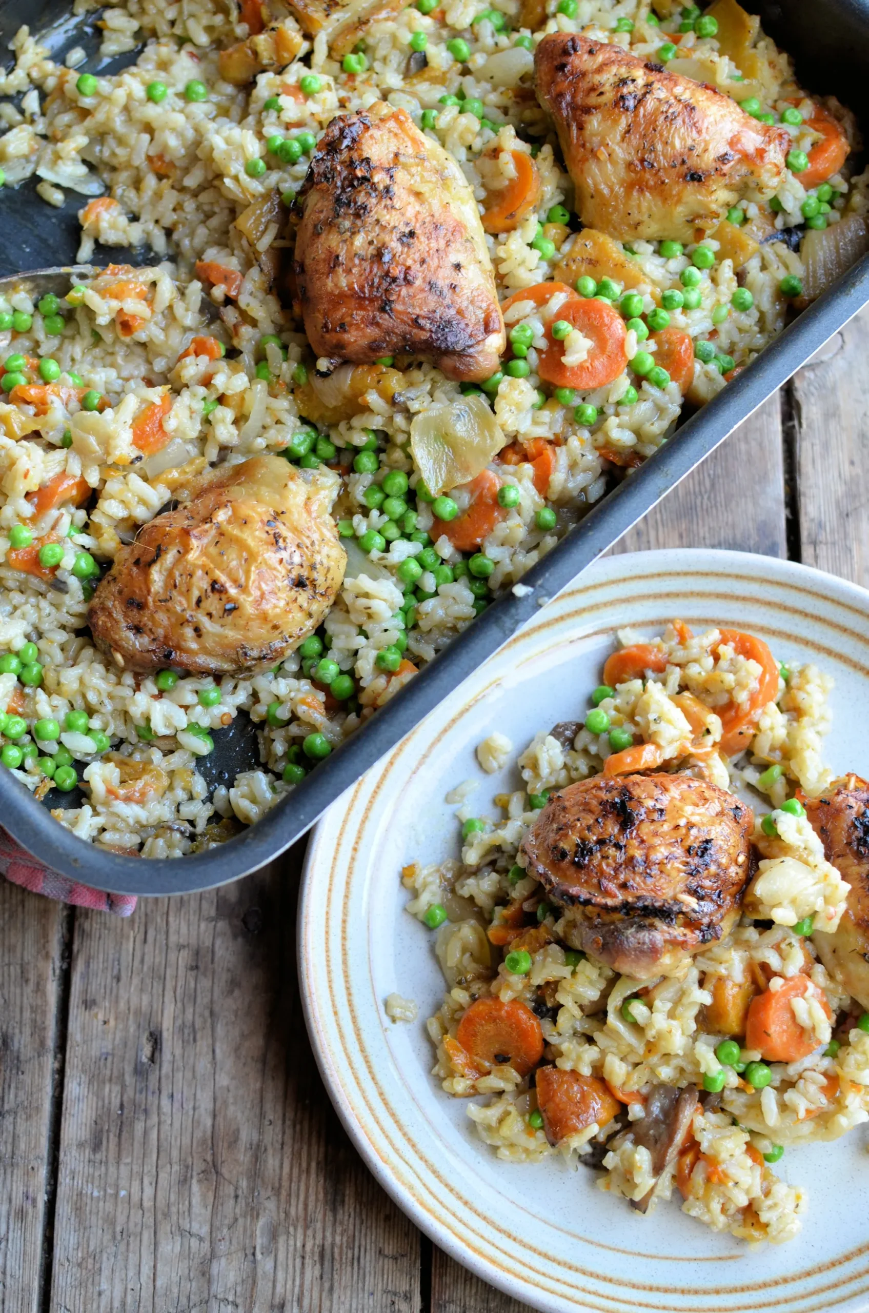 Oven Baked Chicken Thighs with Risotto