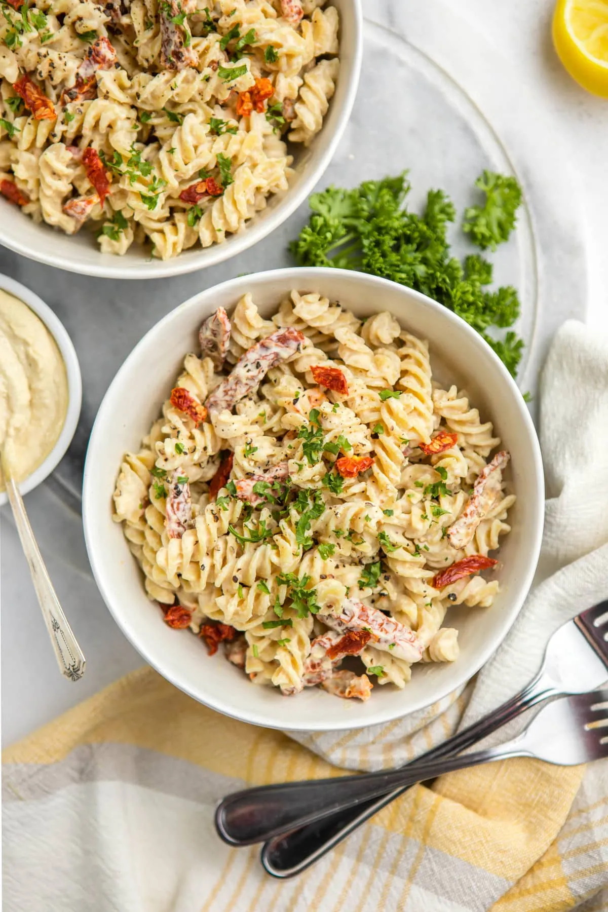 Parsley Scallion Hummus Pasta
