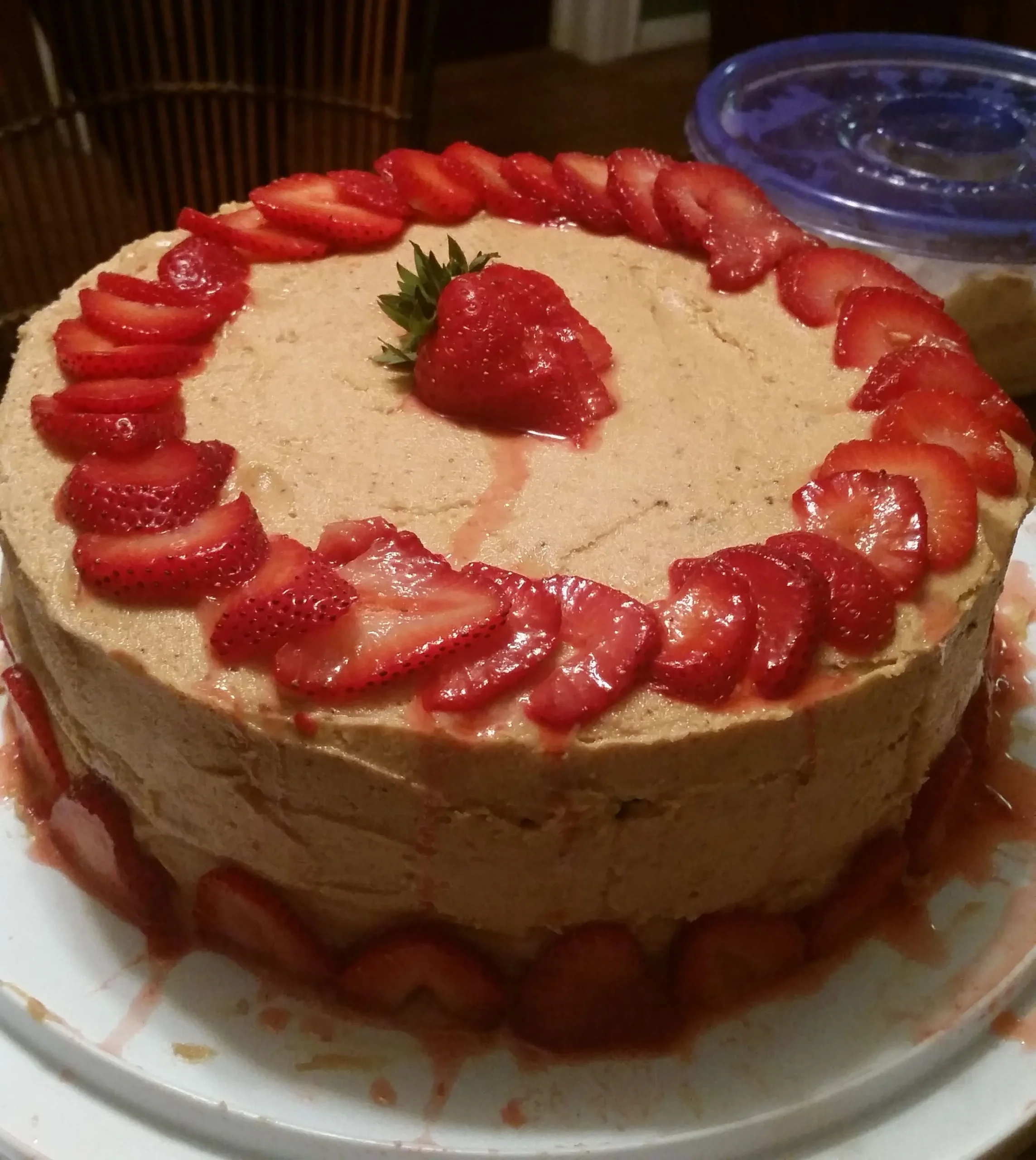Peanut Butter Cake with Strawberry Frosting