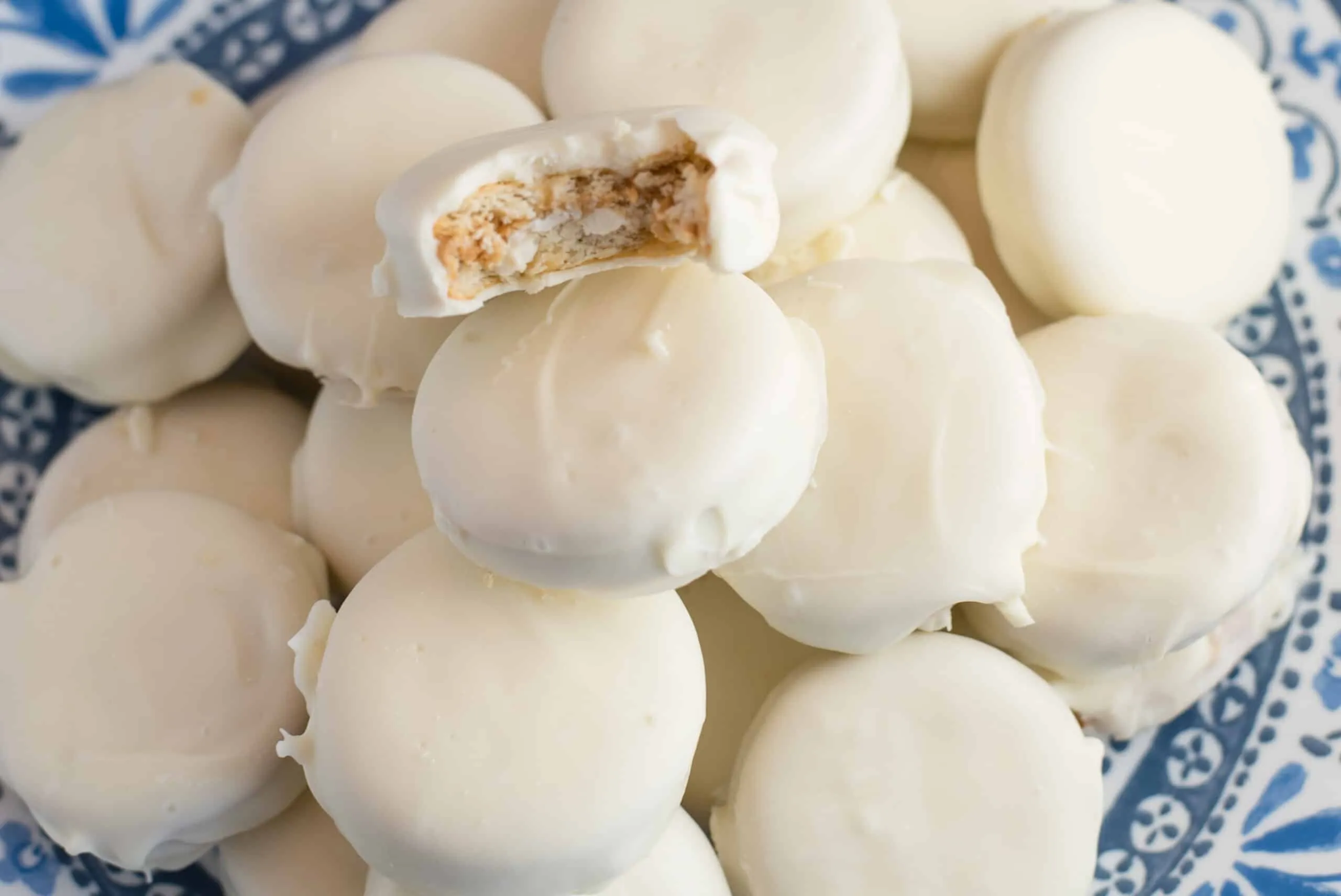 Peanut Butter Ritz Crackers Dipped in White Chocolate