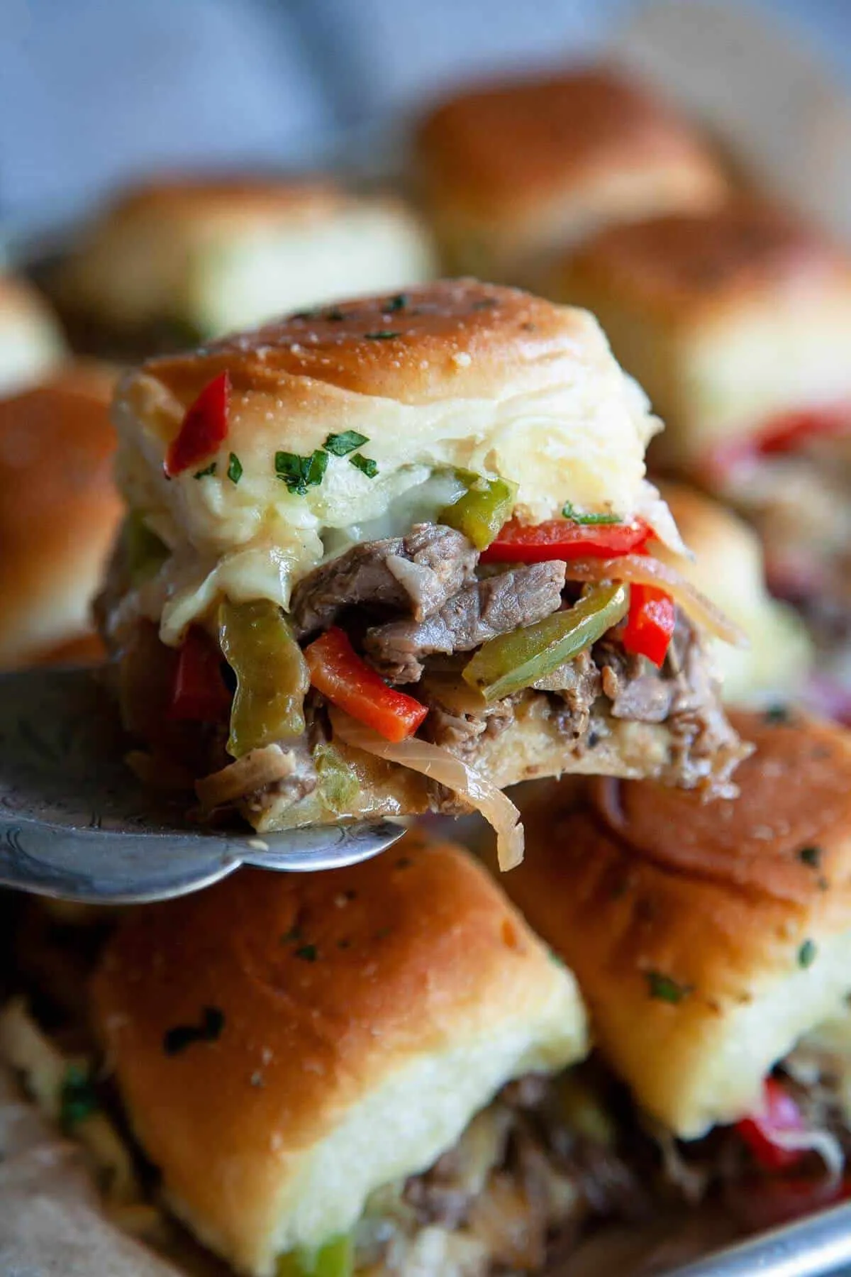 Philly Cheesesteak Sweet Potato Sliders