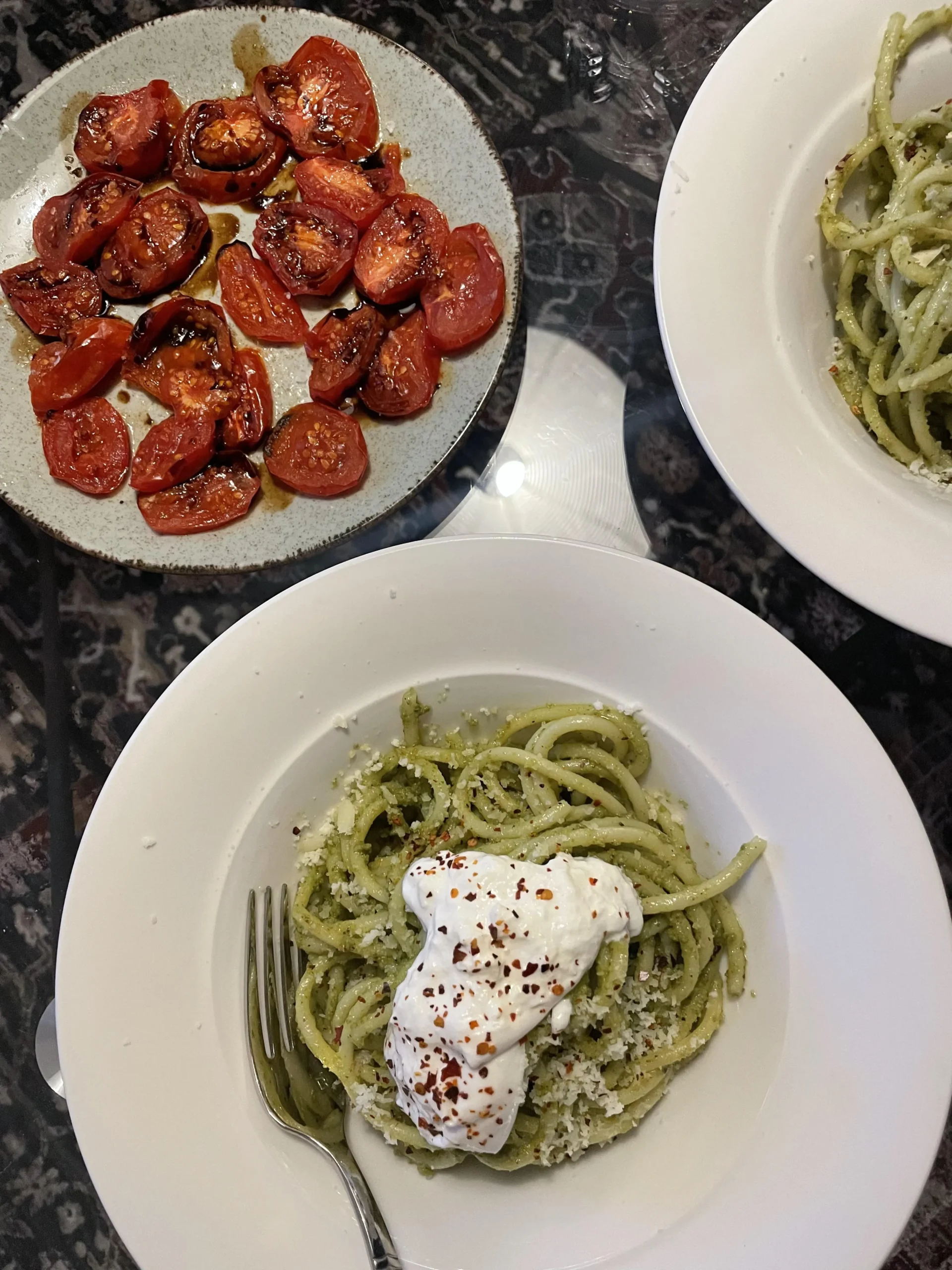 Pistachio Pesto Pasta with Burrata Cheese