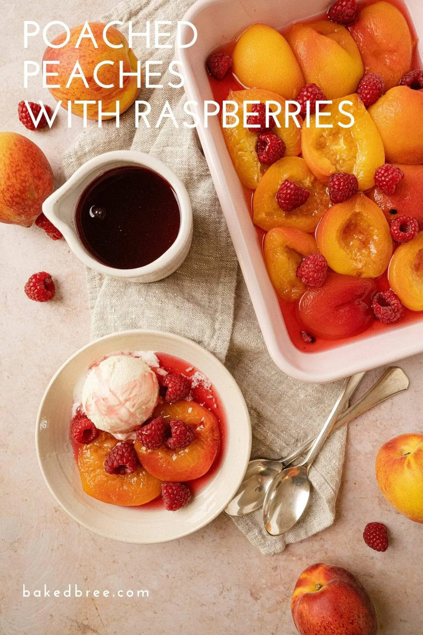 Poached Peaches with Raspberries