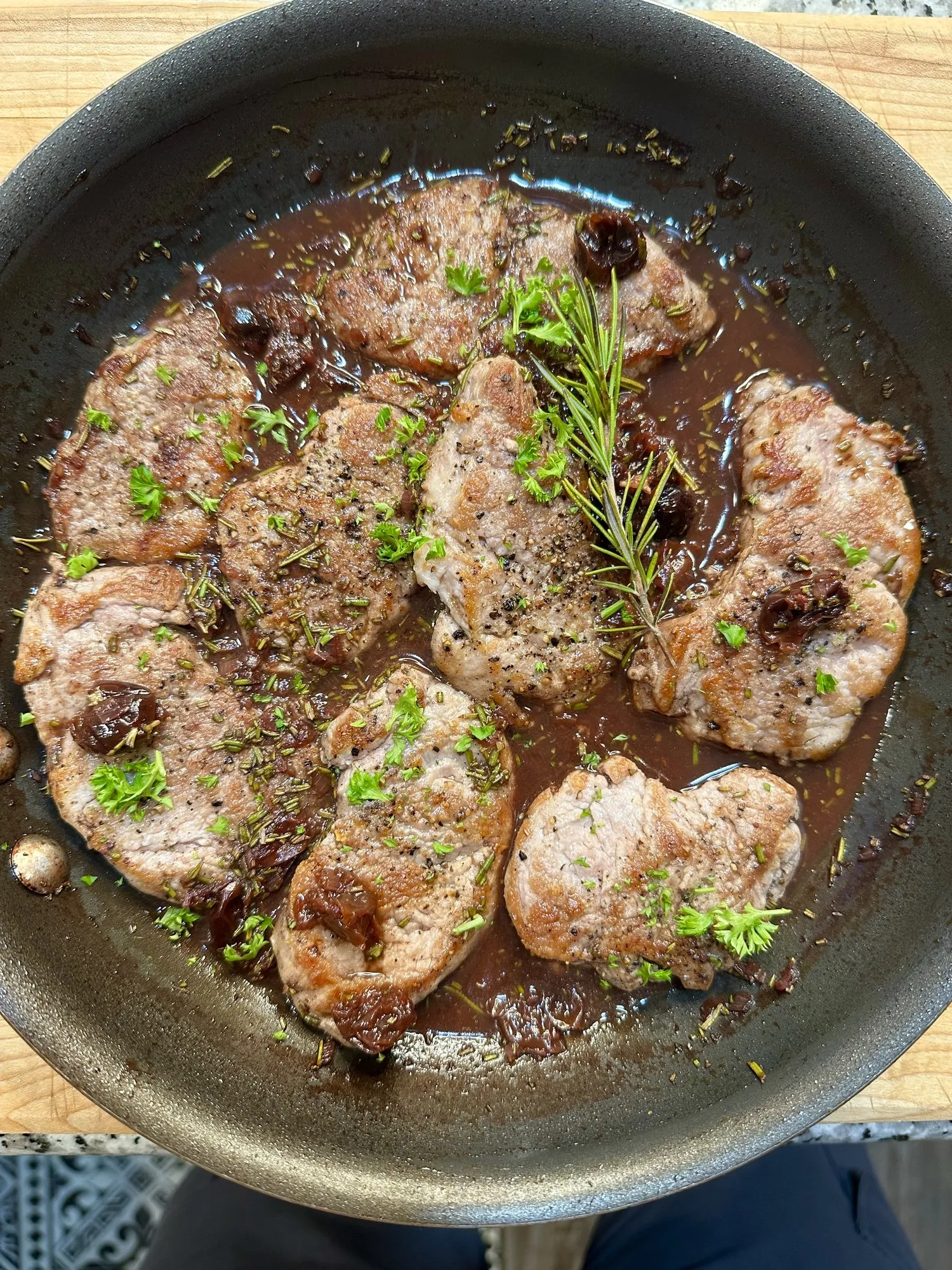 Pork Medallions with Port Wine Dried Cherry Pan Sauce