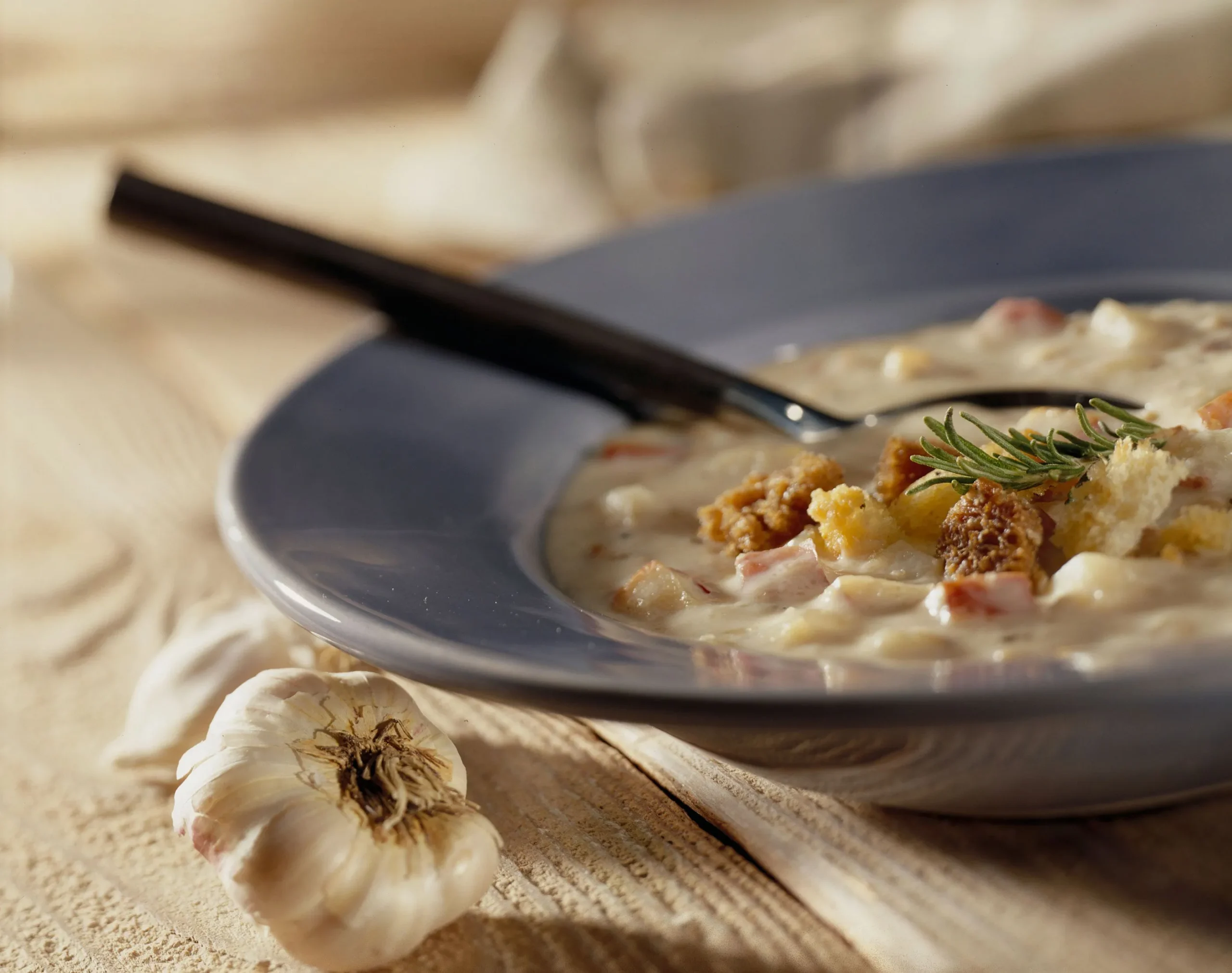 Potato and Garlic Soup with Herbs