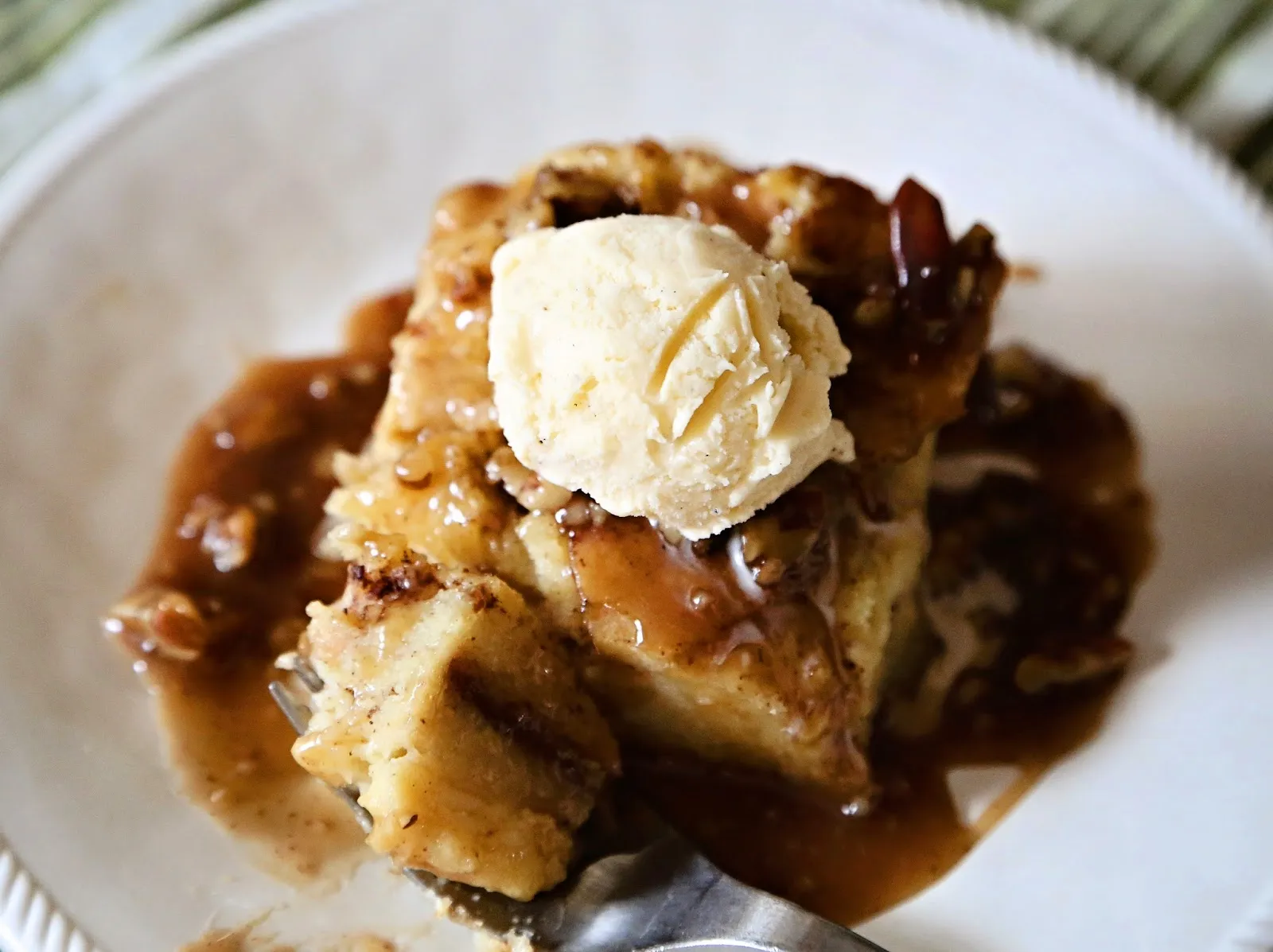 Praline Bread Pudding with Caramel Pecan Sauce