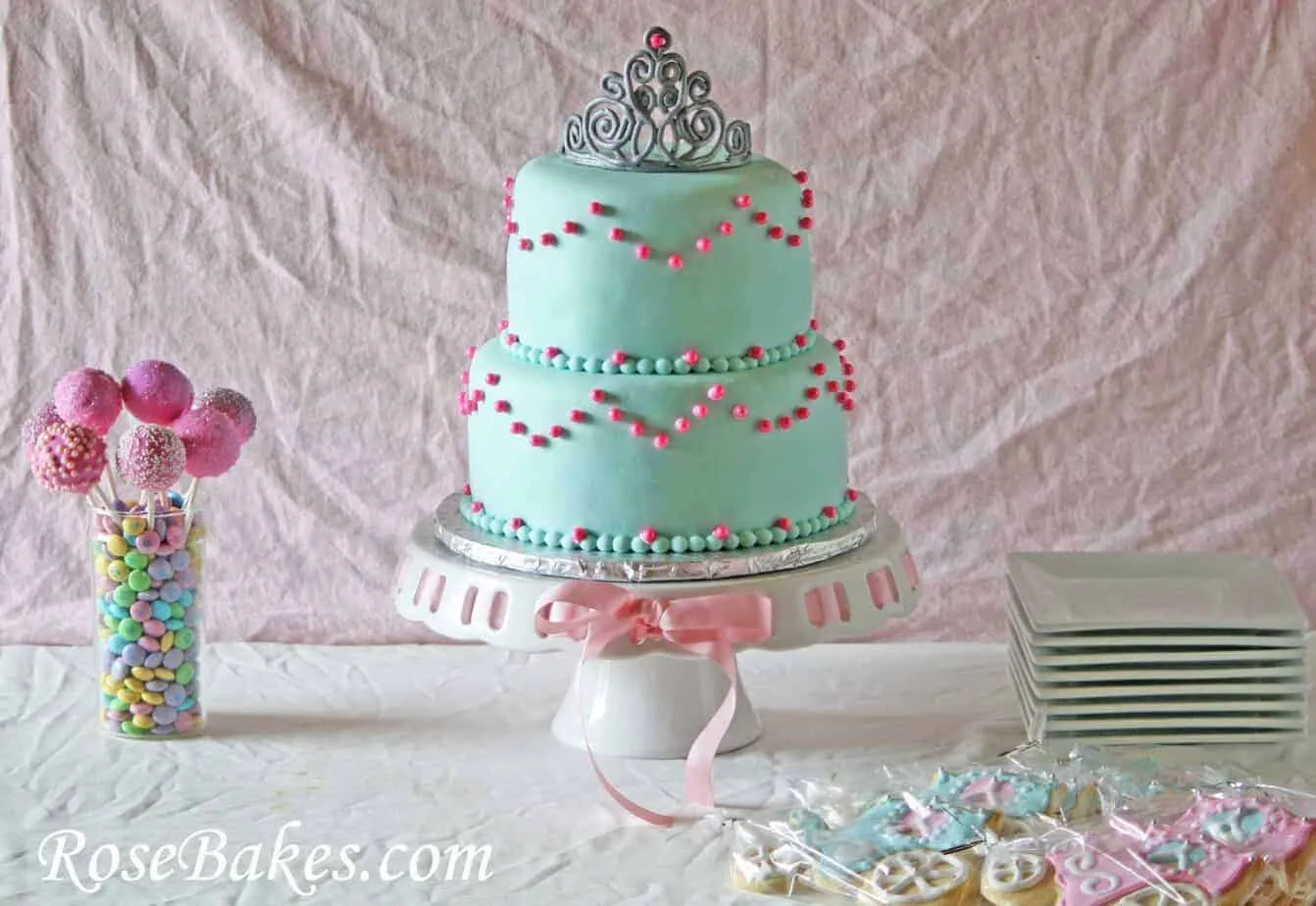 Princess Birthday Tiara Cake Carriage Cookies Sparkley Pink Cake Pops