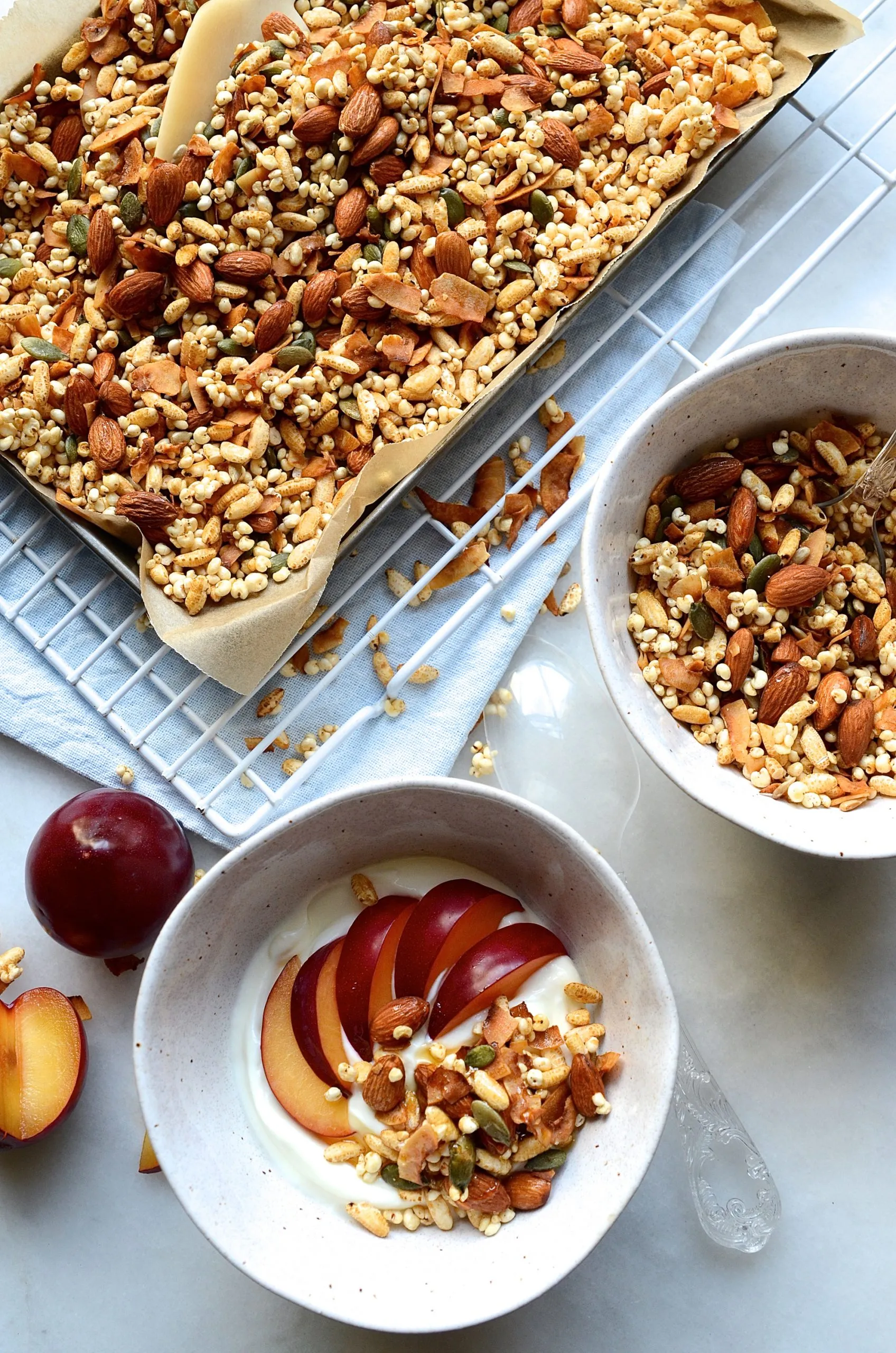 Puffed Millet Granola with Almonds, Honey, and Coconut