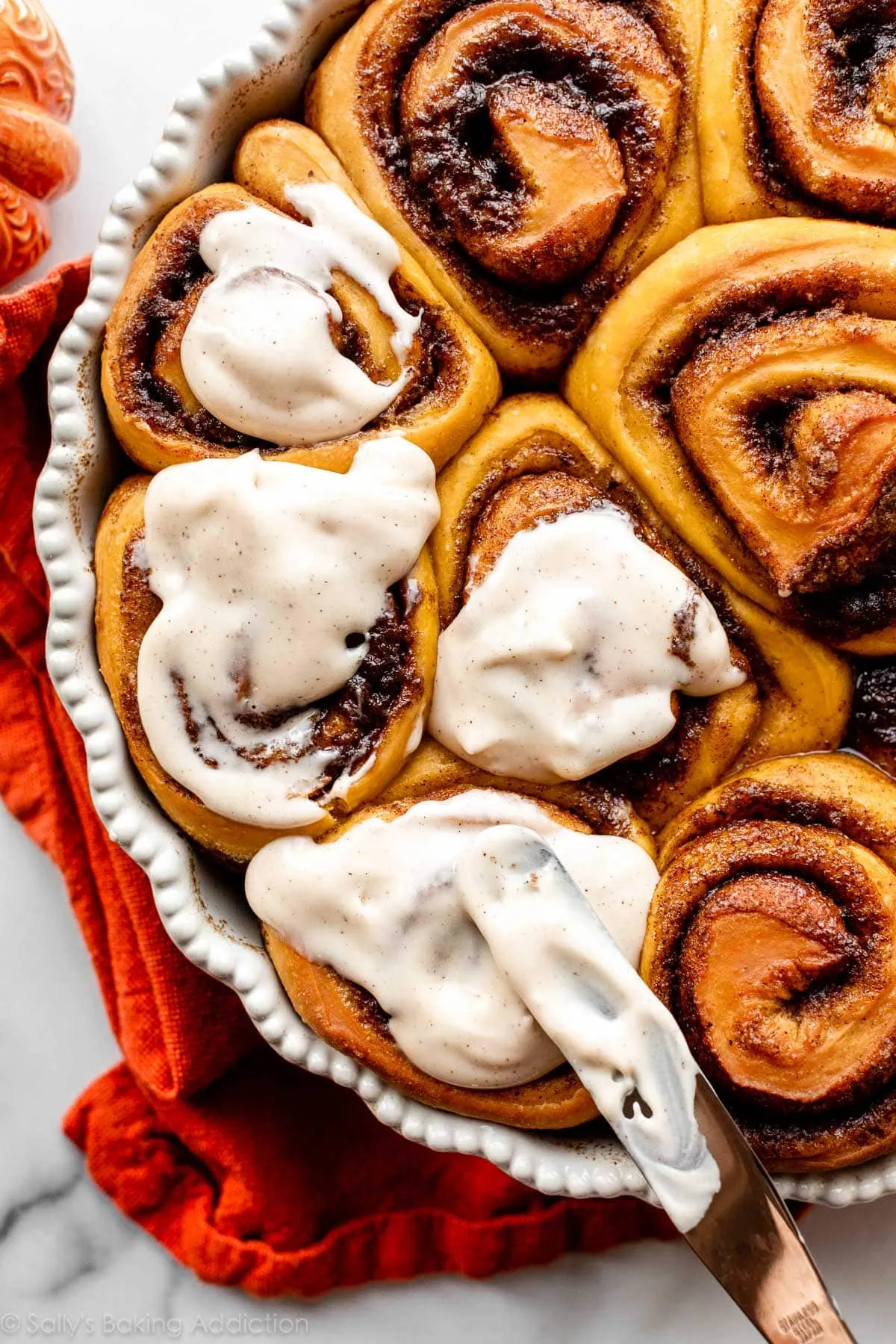 Pumpkin Cinnamon Rolls with Biscoff Filling