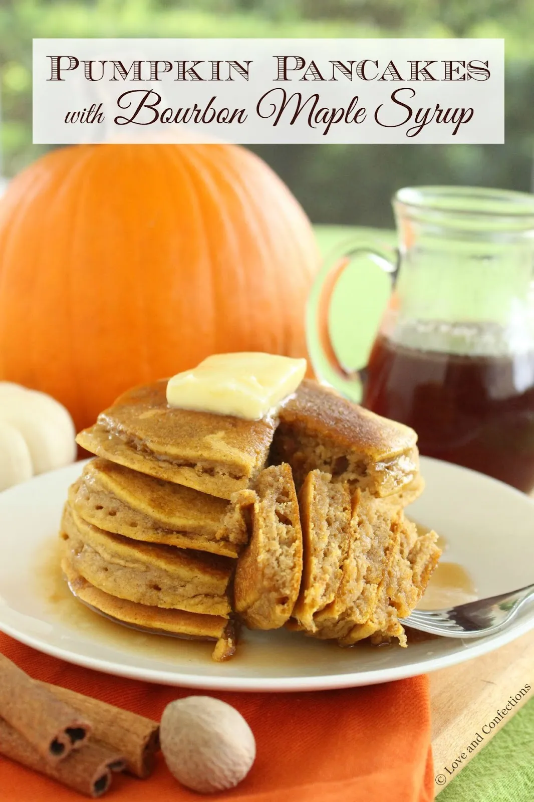 Pumpkin Pancakes with Bourbon Vanilla Maple Syrup