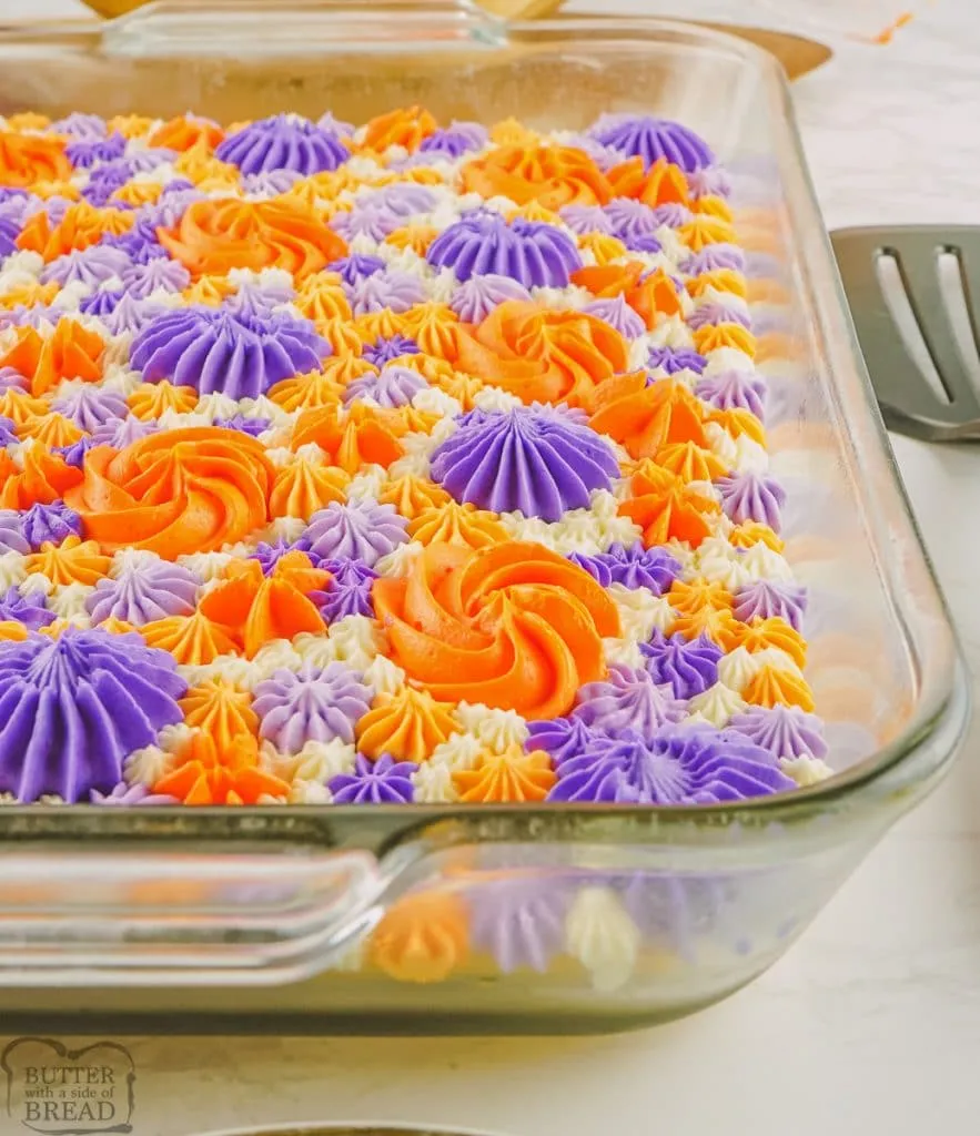 Purple and Orange Halloween Sheet Cake