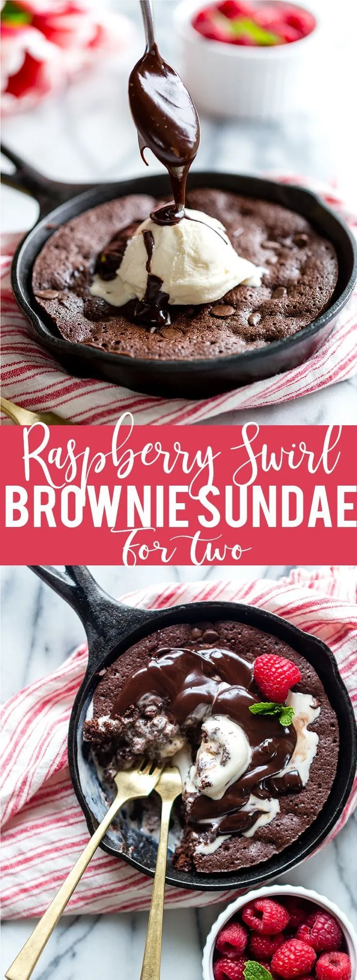 Raspberry Swirl Brownie Sundae for Two