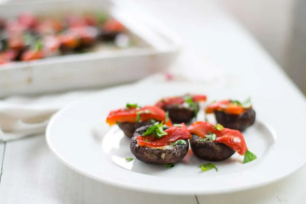 Red Pepper Manchego Stuffed Mushrooms