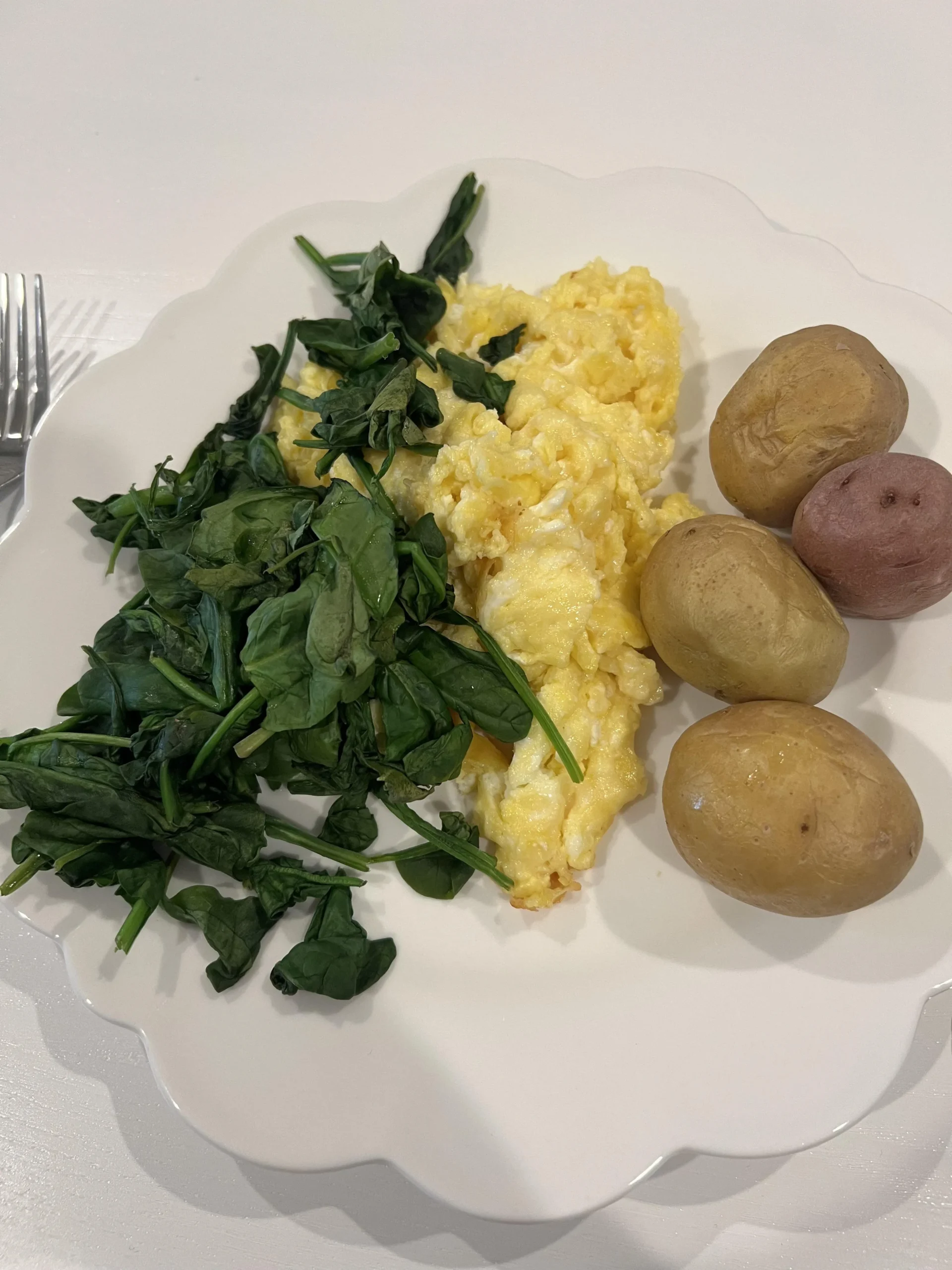Red Potatoes and Wilted Spinach