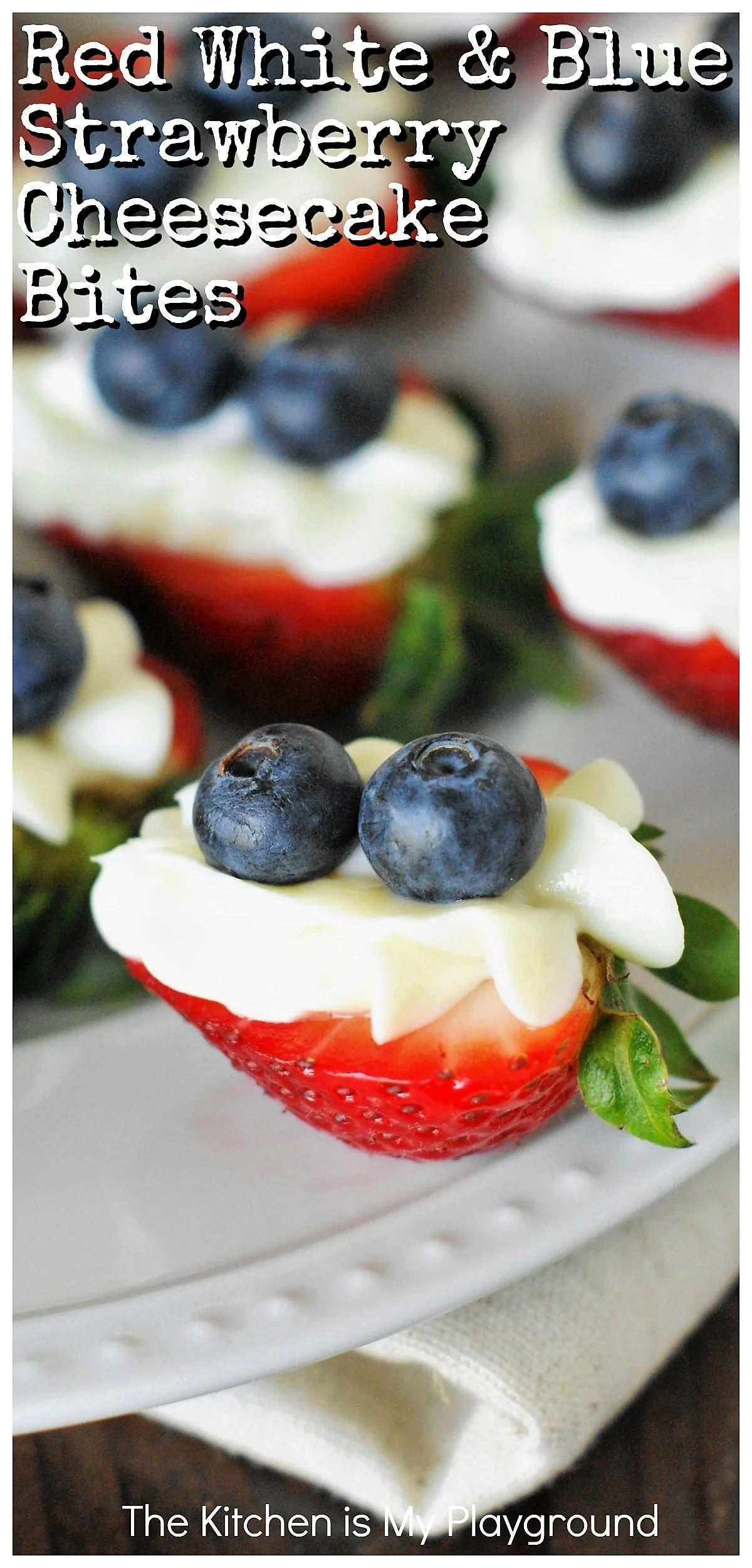 Red White Blue Strawberry Cheesecake Bites