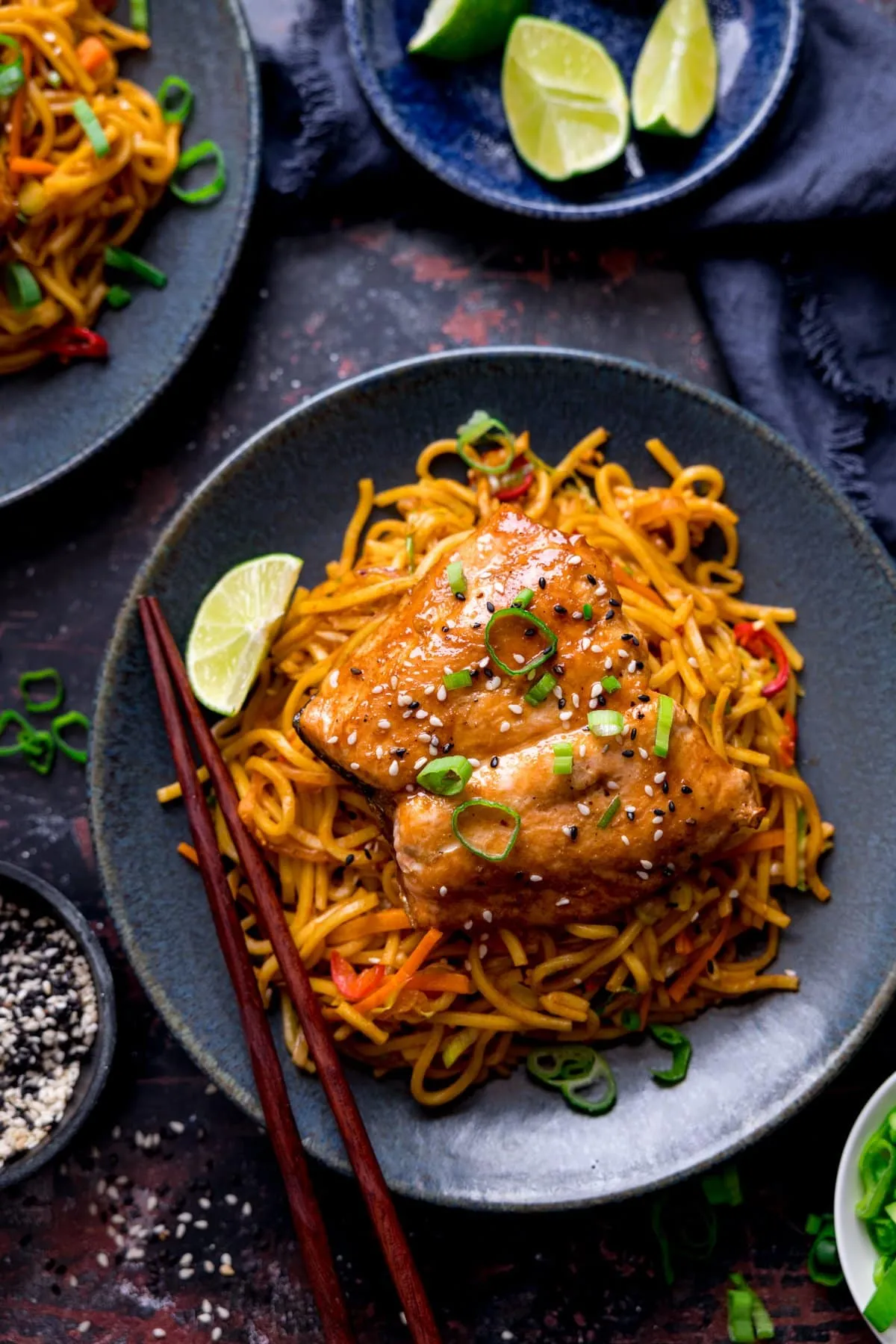Rice Noodles Salmon with Sweet Chilli Lime Glaze