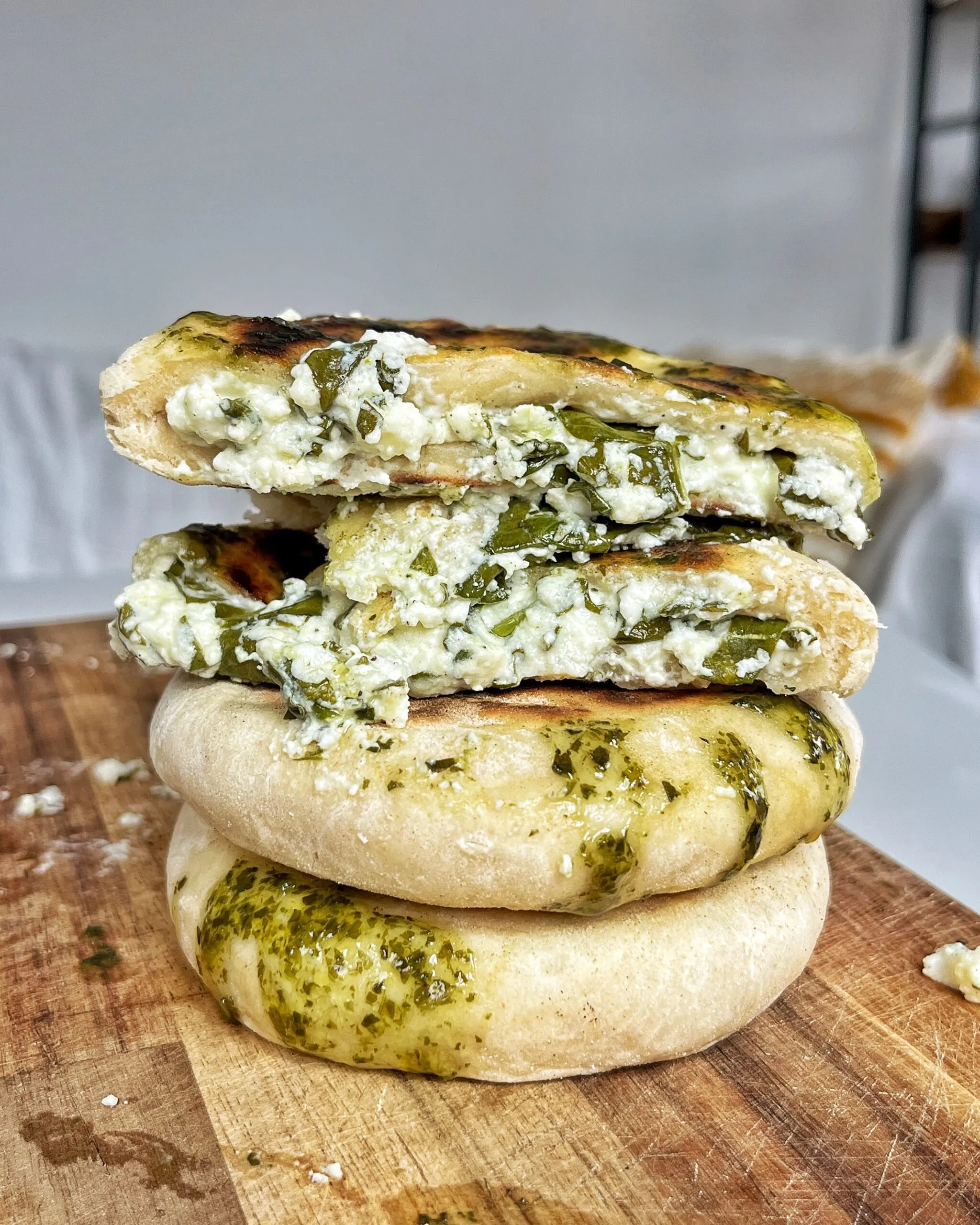 Ricotta Salata Stuffed Flatbread with Shallots Ciccio