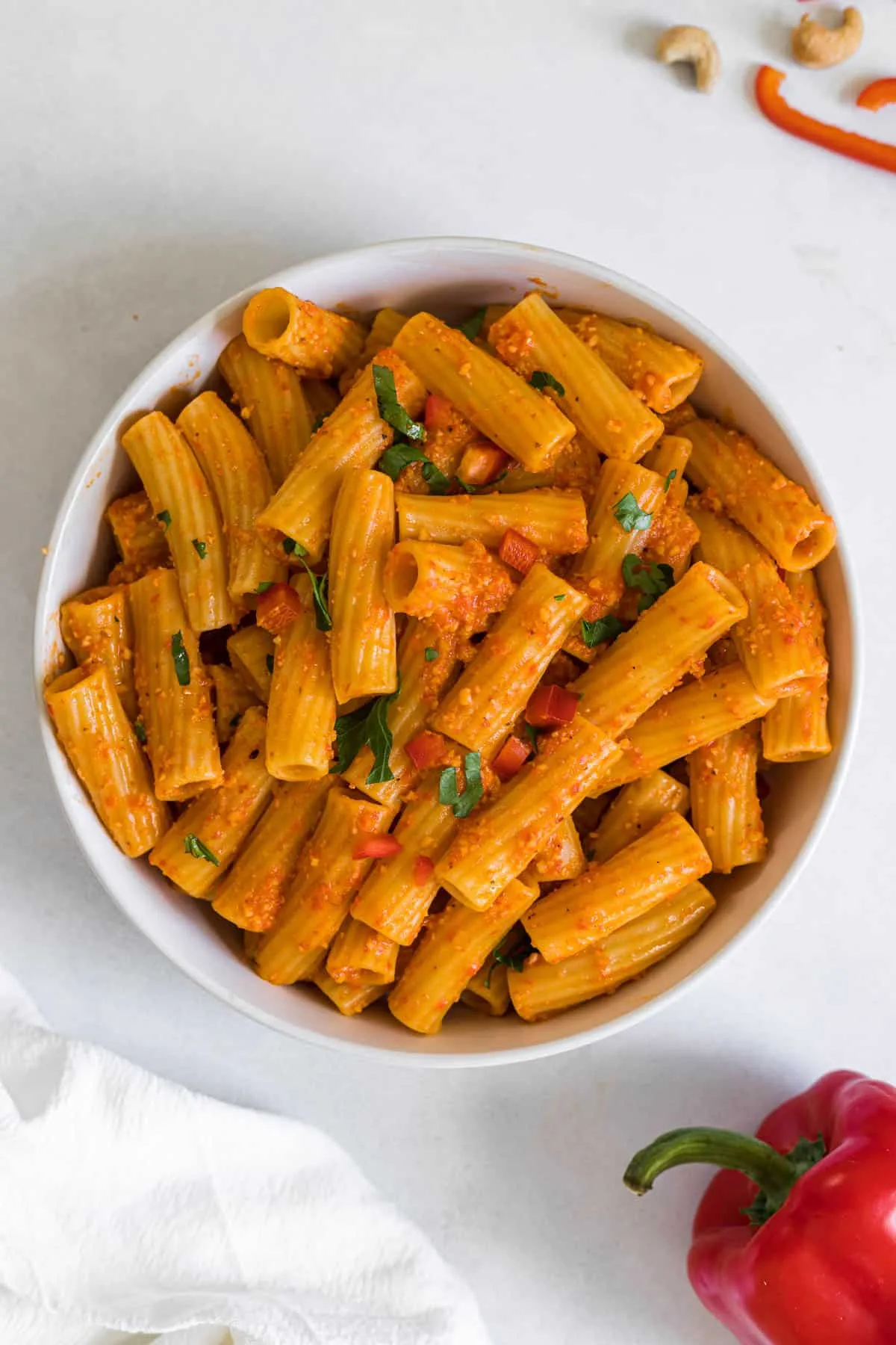 Rigatoni Roasted Pepper Sauce Ricotta
