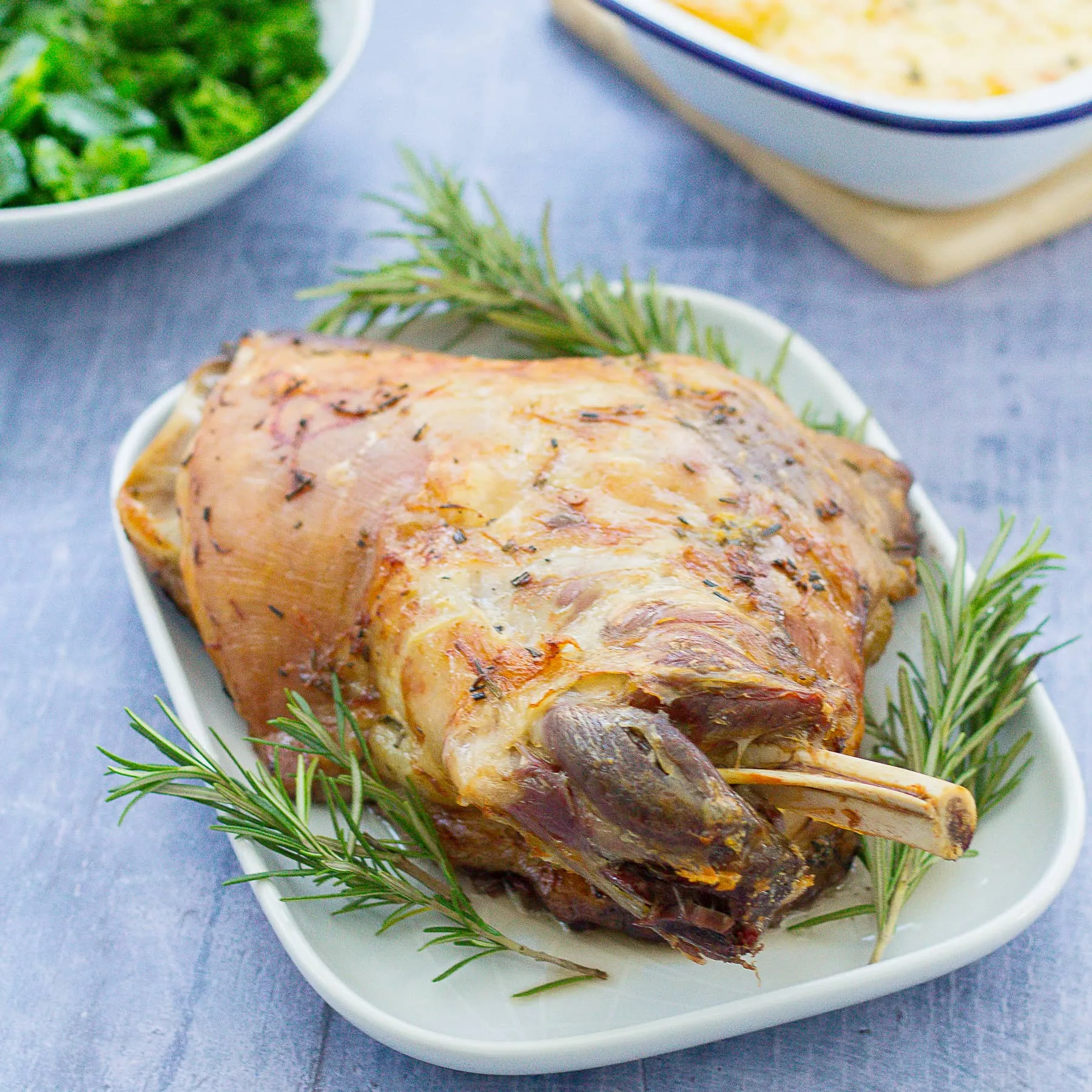 Roast Shoulder of Lamb with Rosemary, Garlic, Harissa, and Lemon