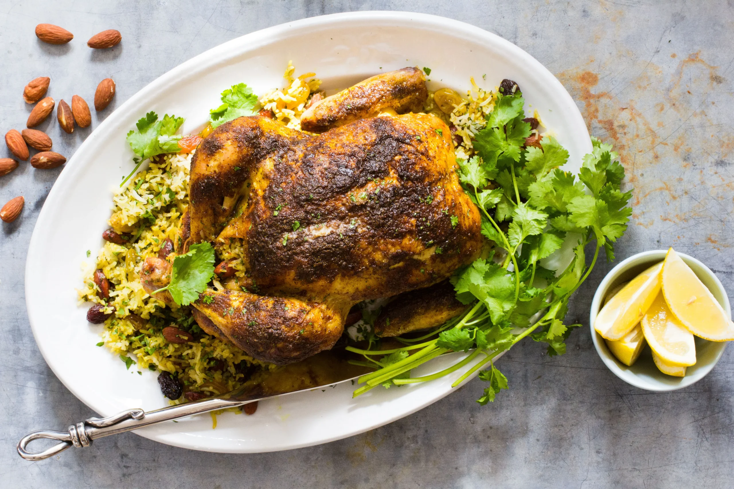 Roast Tandoori Pheasant with Pilau Rice Stuffing