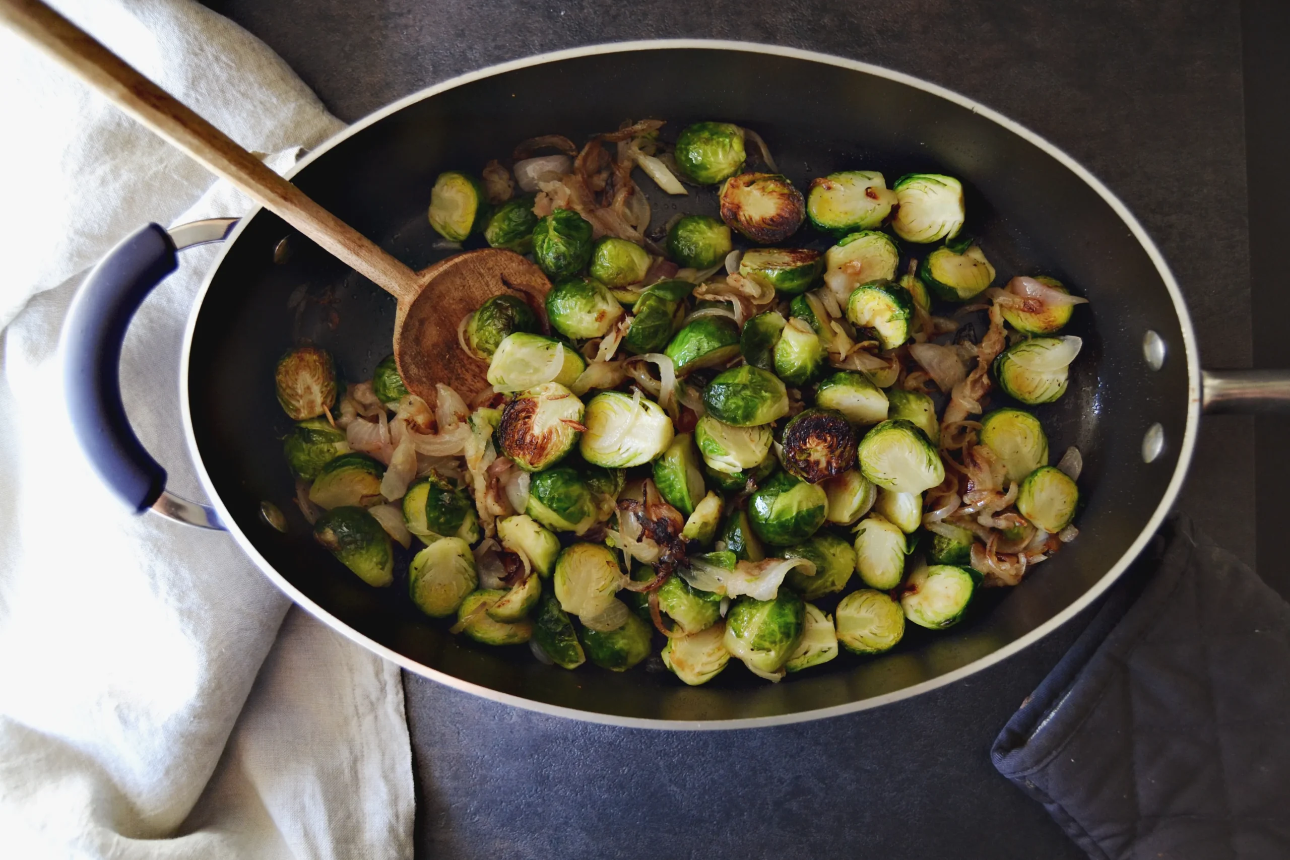 Roasted Brussels Sprouts with Pancetta and Shallots