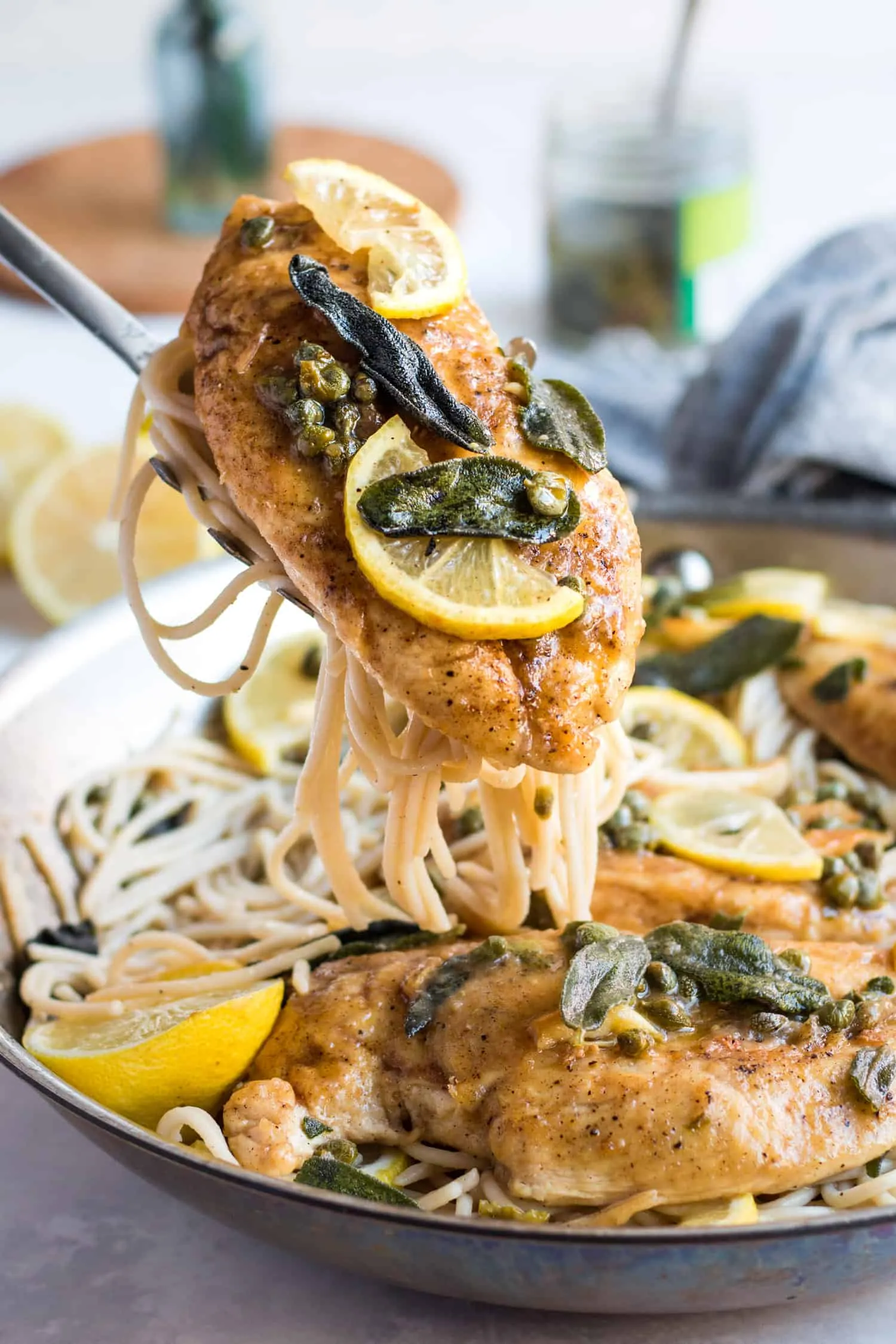 Sage Lemon Butter Chicken Piccata with Mashed Cauliflower