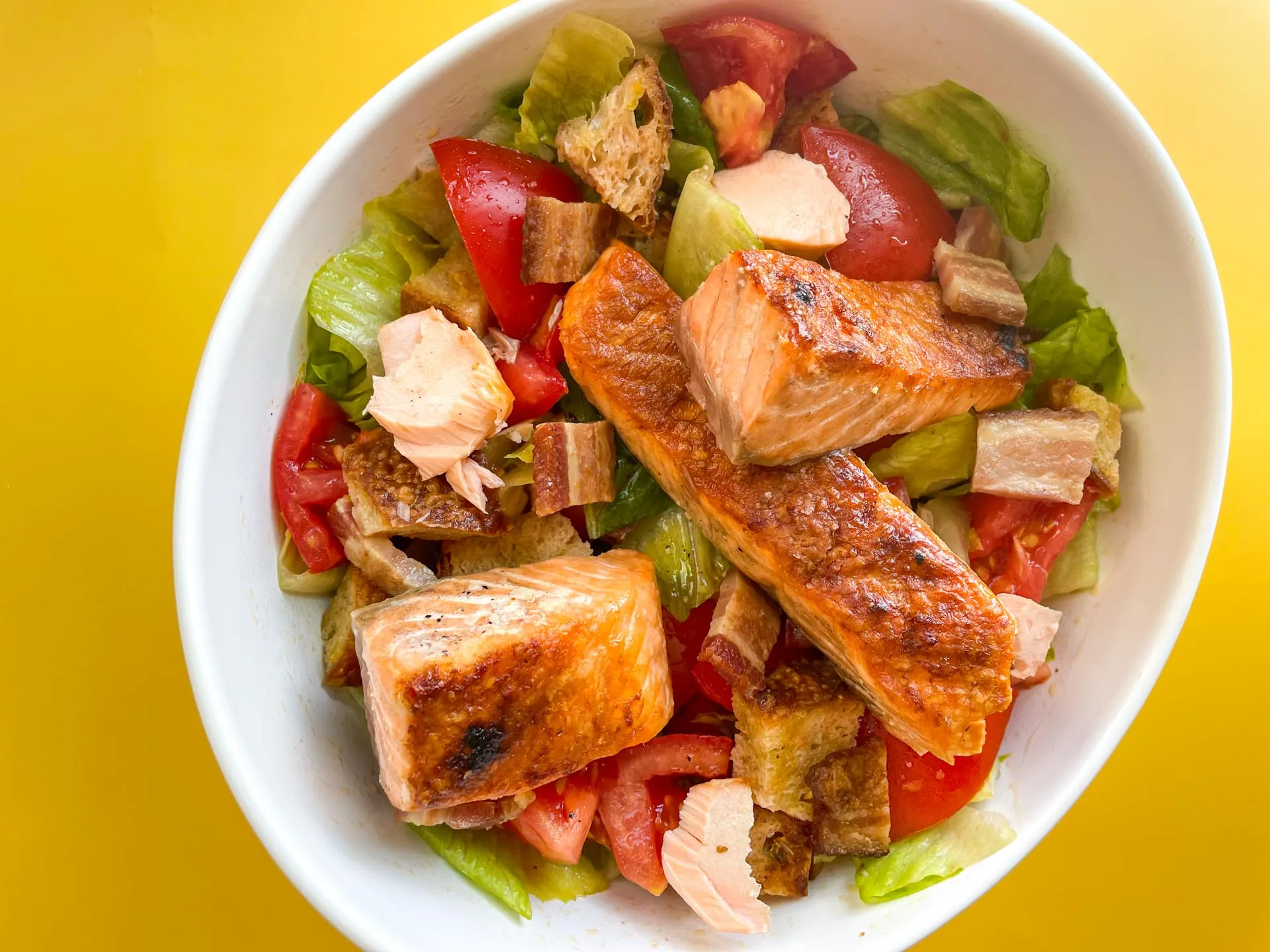 Salmon BLT Salad with Chipotle Buttermilk Dressing