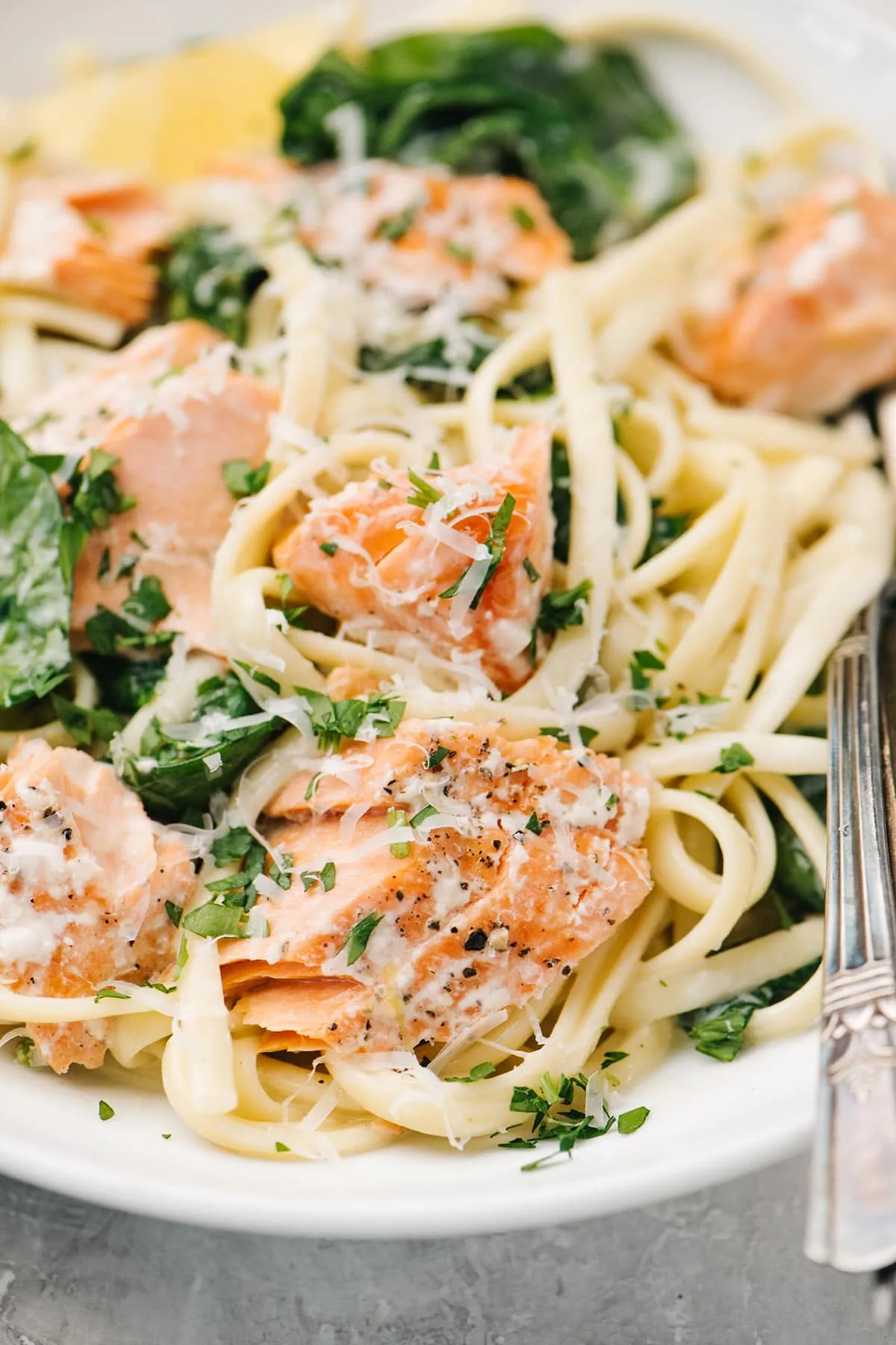 Salmon Pasta with Spinach