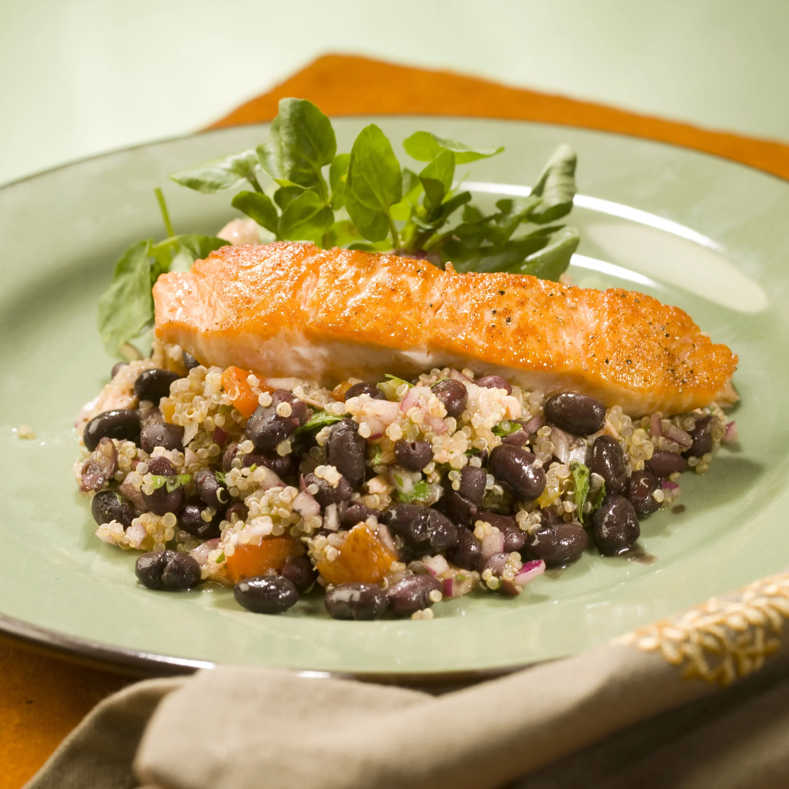 Salmon with Black Bean Pasta