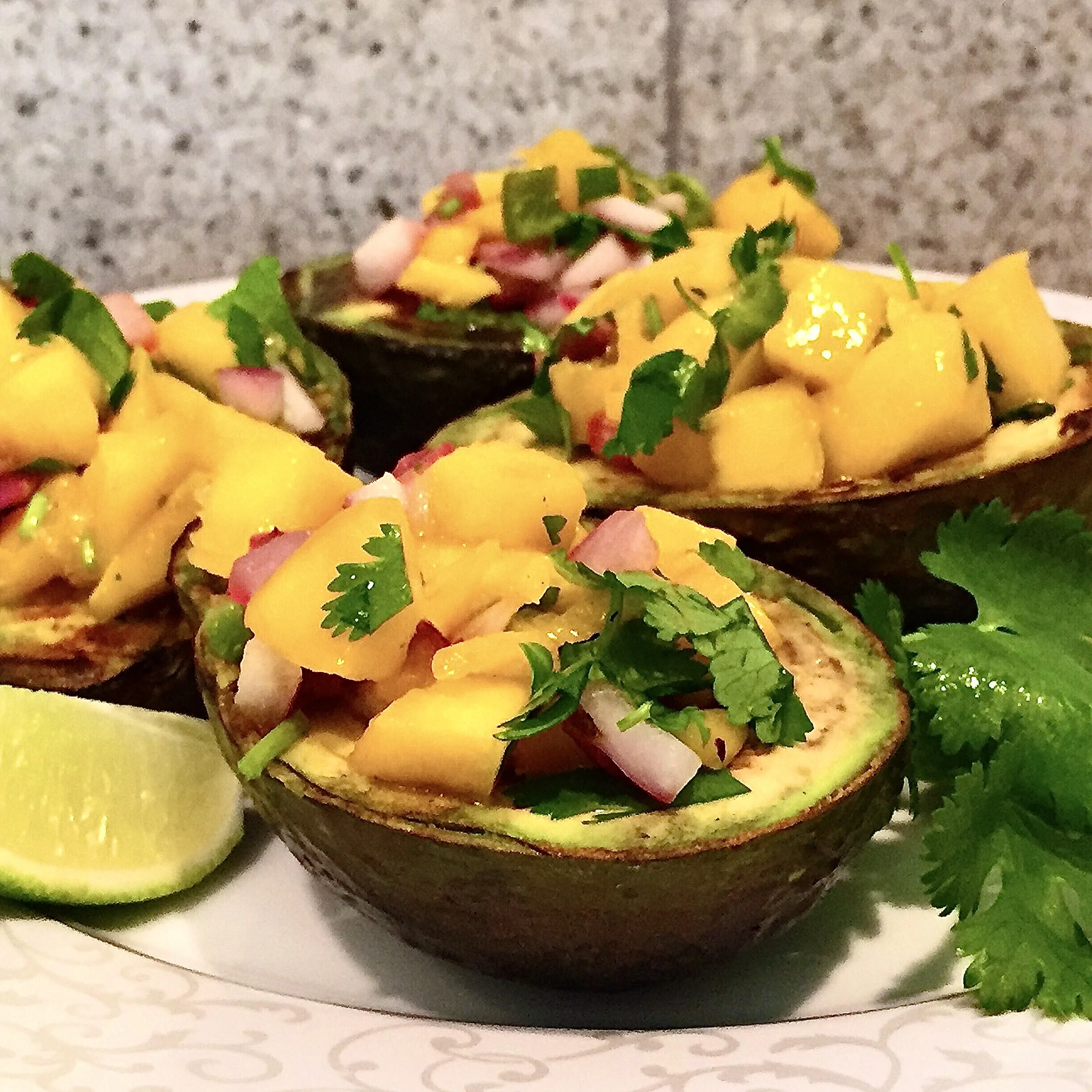 Salsa Skewers Grilled Mango Pepper and Avocado Salsa