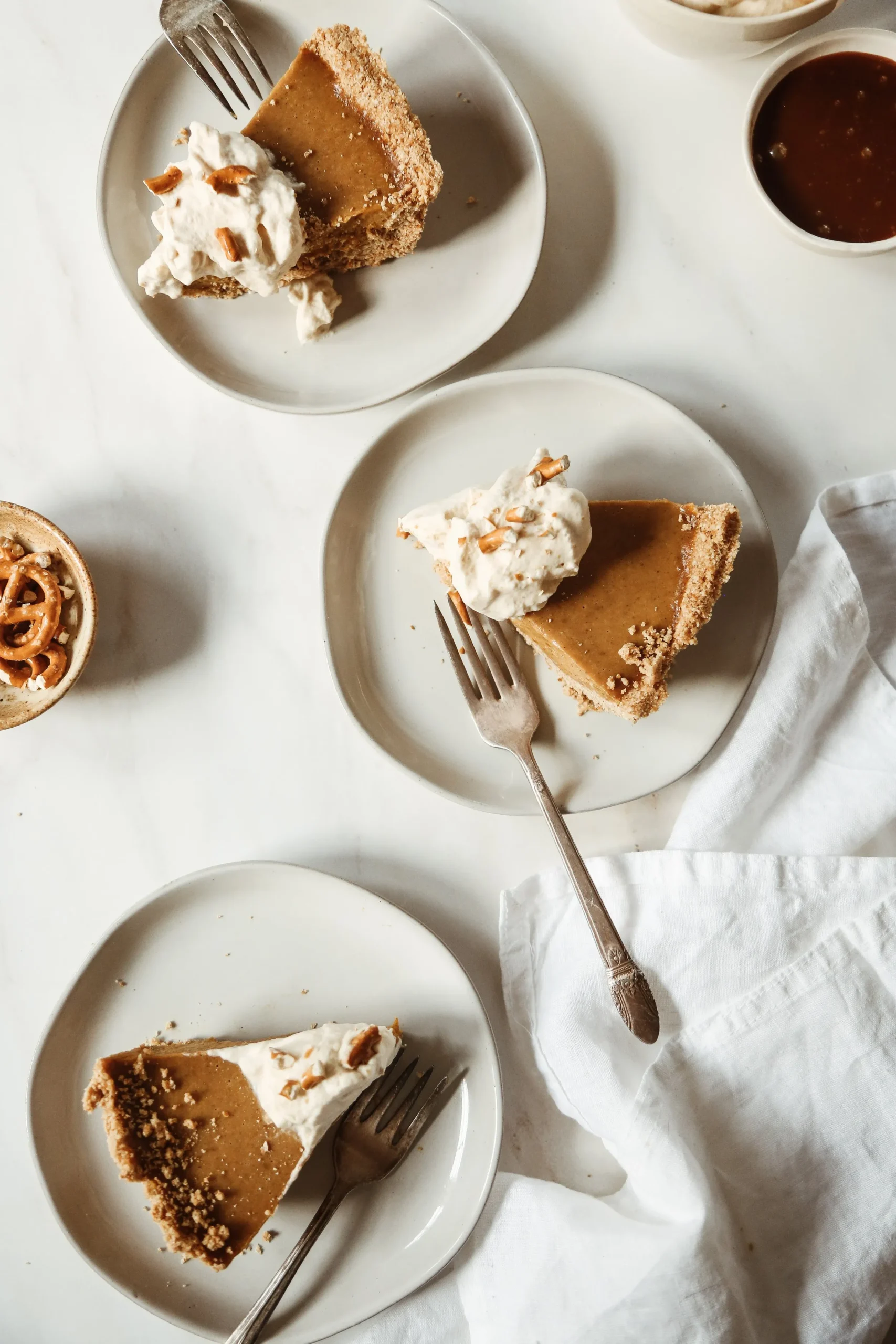 Salted Caramel Pumpkin Pie Bars with Pretzel Crust