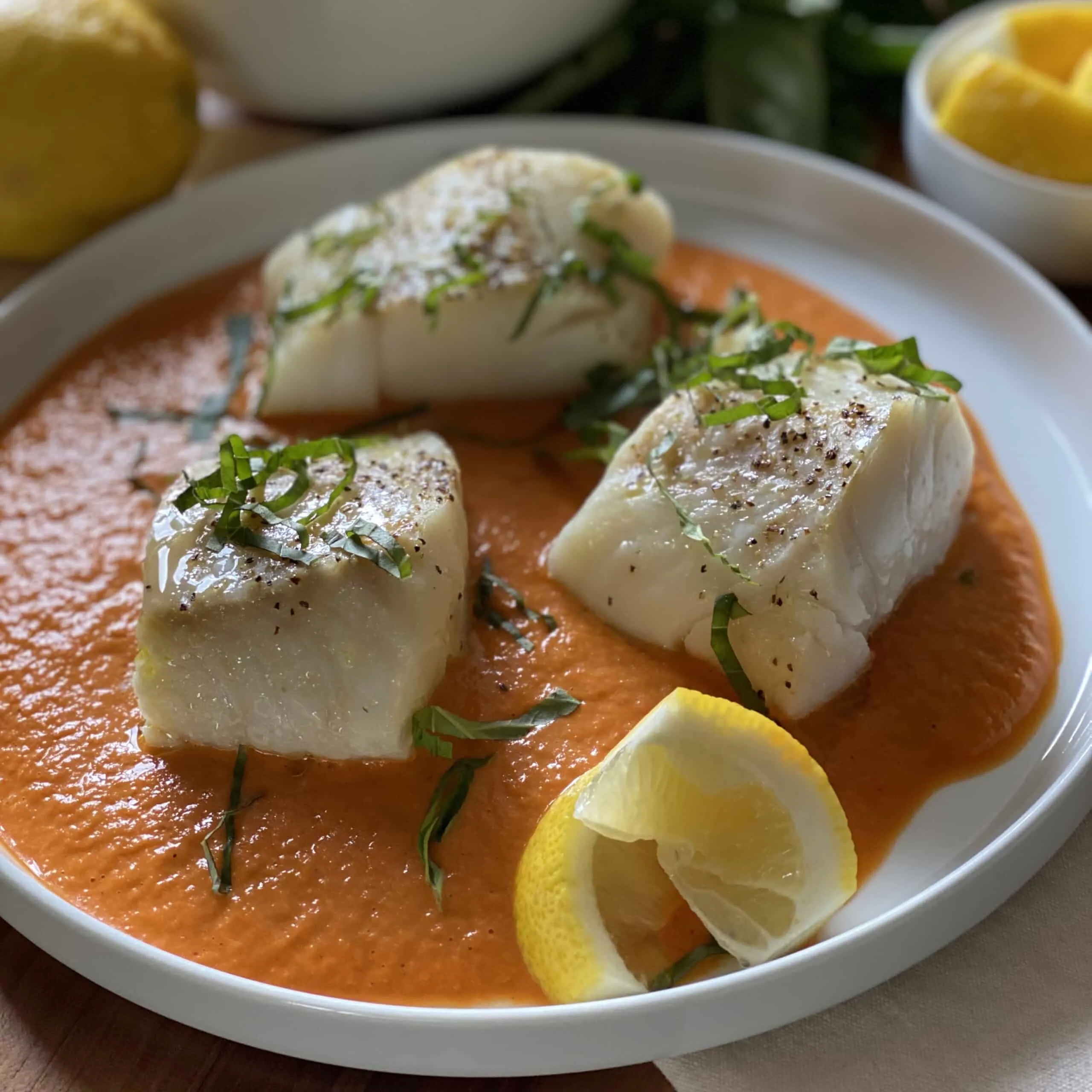 Sautéed Fish with Red Pepper Sauce