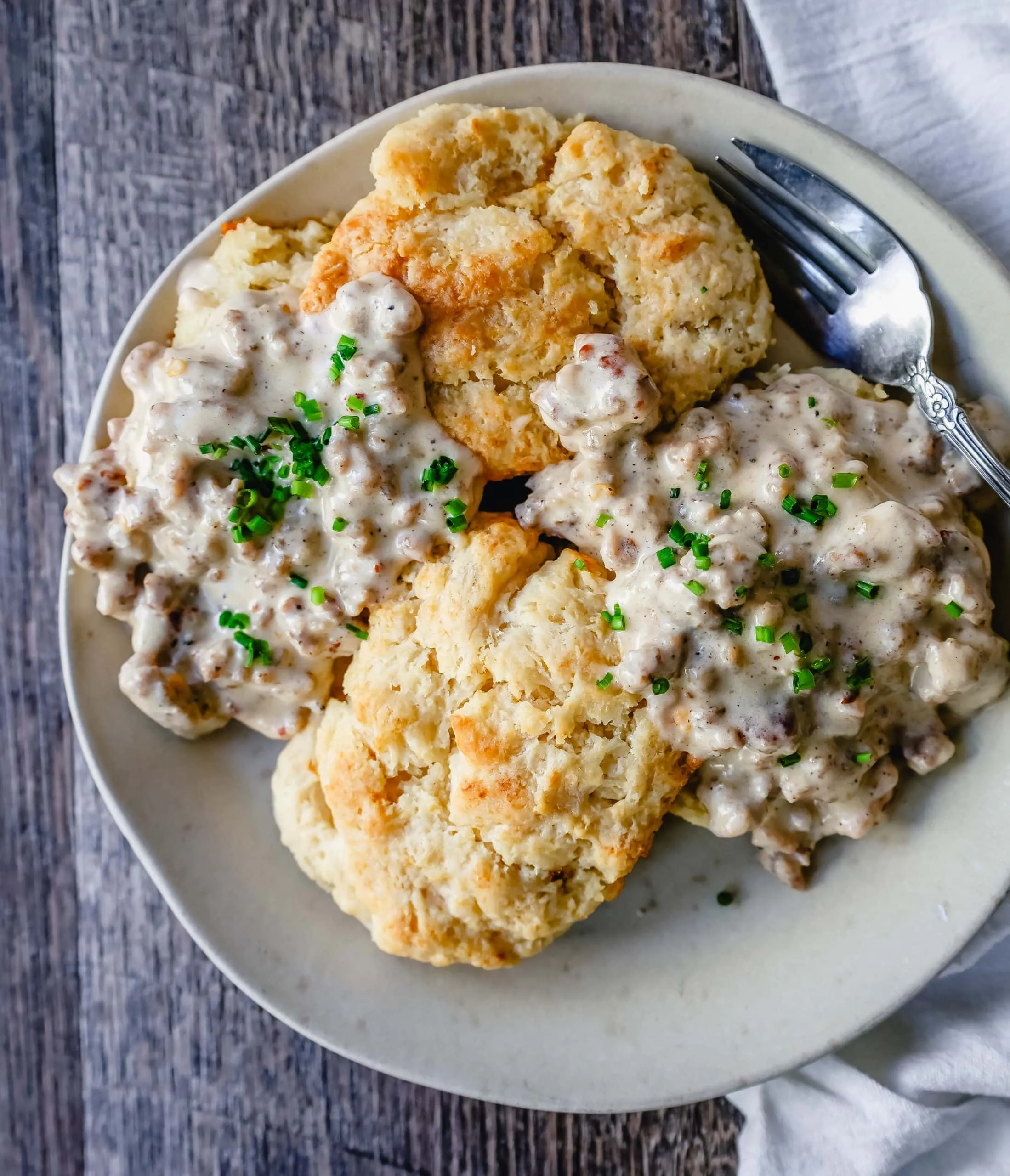 Scallion Biscuits with Sausage and Gravy