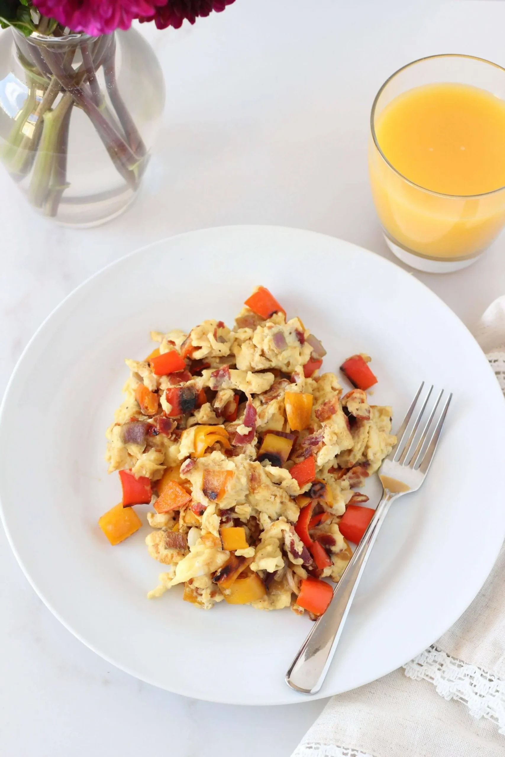 Scrambled Eggs Bacon Sweet Peppers