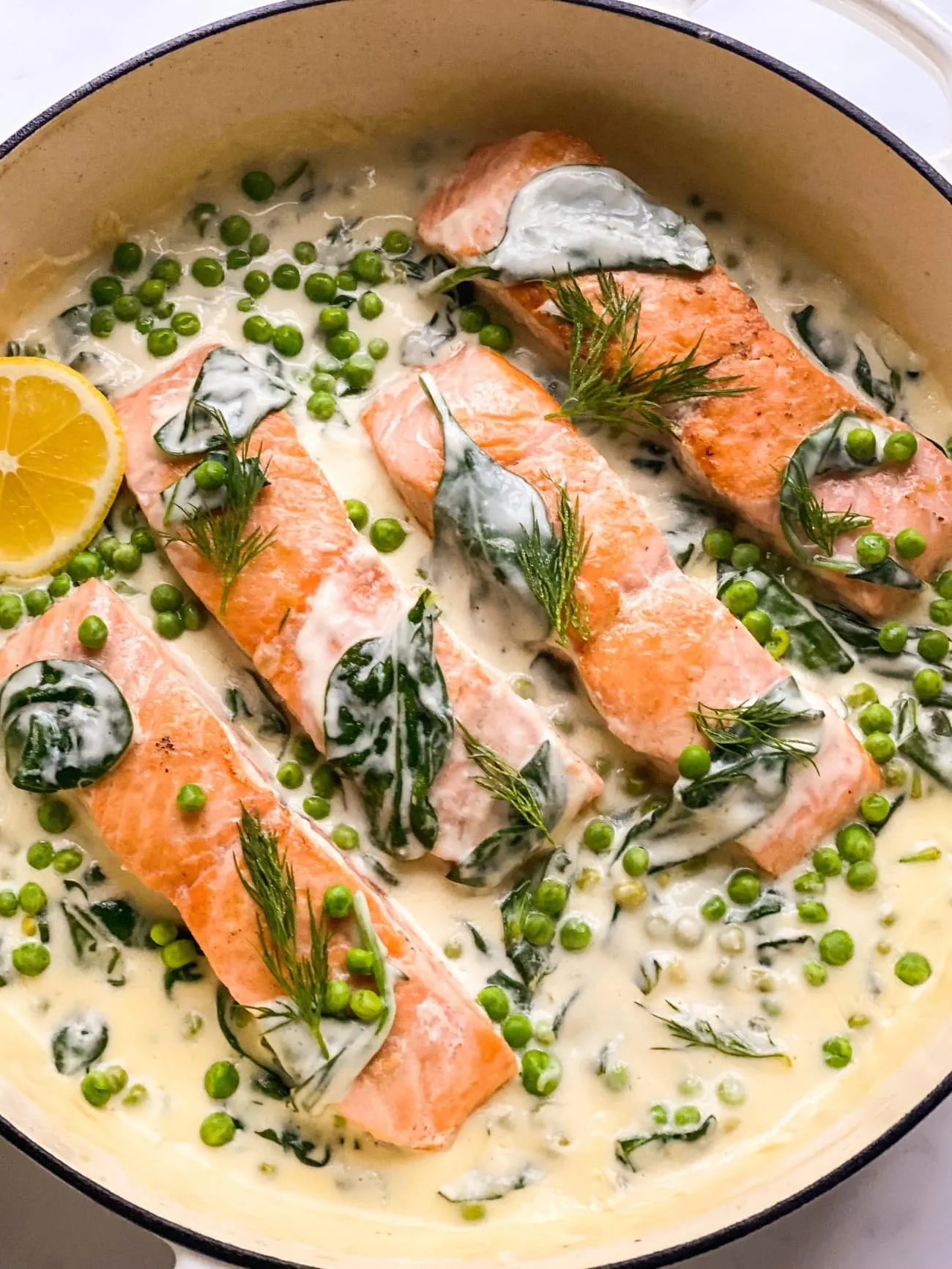 Seared Salmon with Creamy Spinach Mushroom Sauce